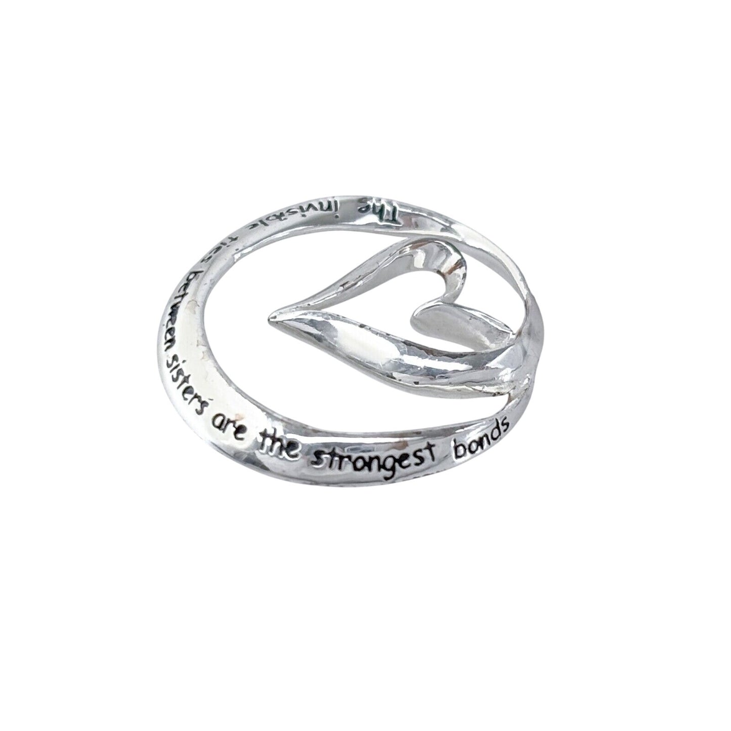 Vintage Sterling Silver 925 Sisters Heart Message Pendant