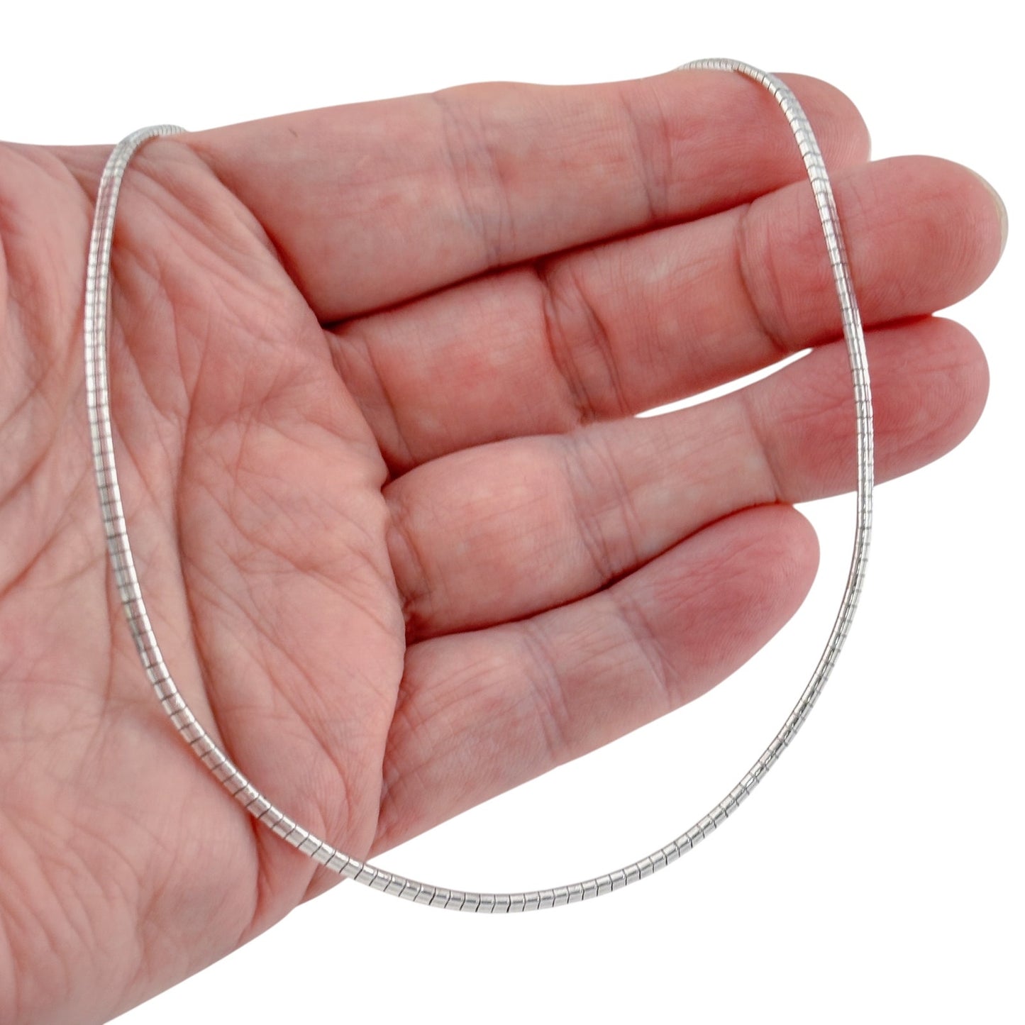 Vintage Sterling Silver 925 Omega Chain Necklace 18"