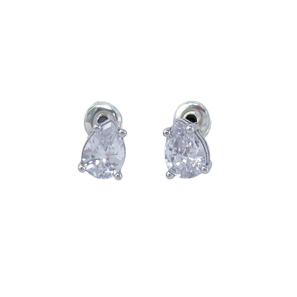 Vintage Sterling Silver 925 Cubic Zirconia Teardrop Earrings