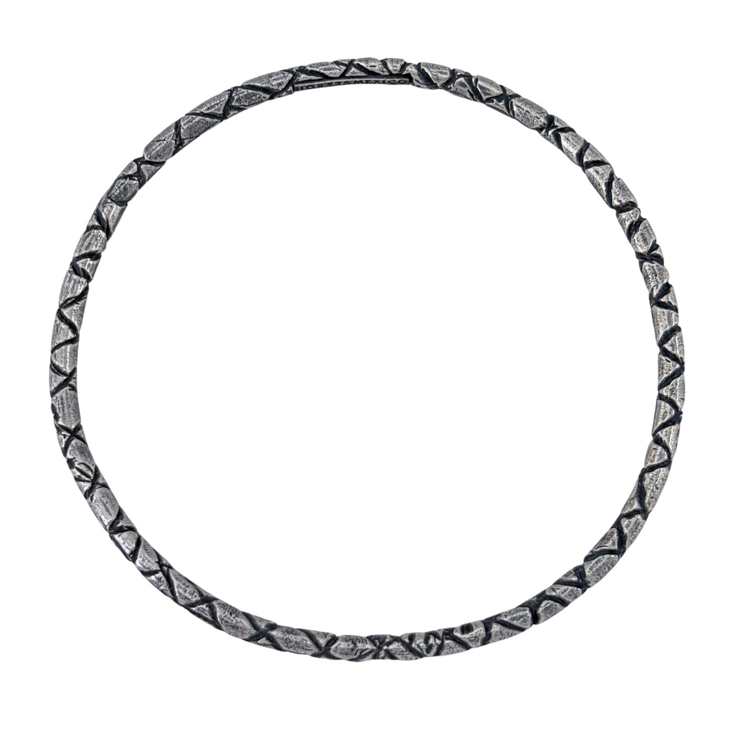 Vintage Mexican Sterling Silver 925 Etched Bangle Bracelet 8"