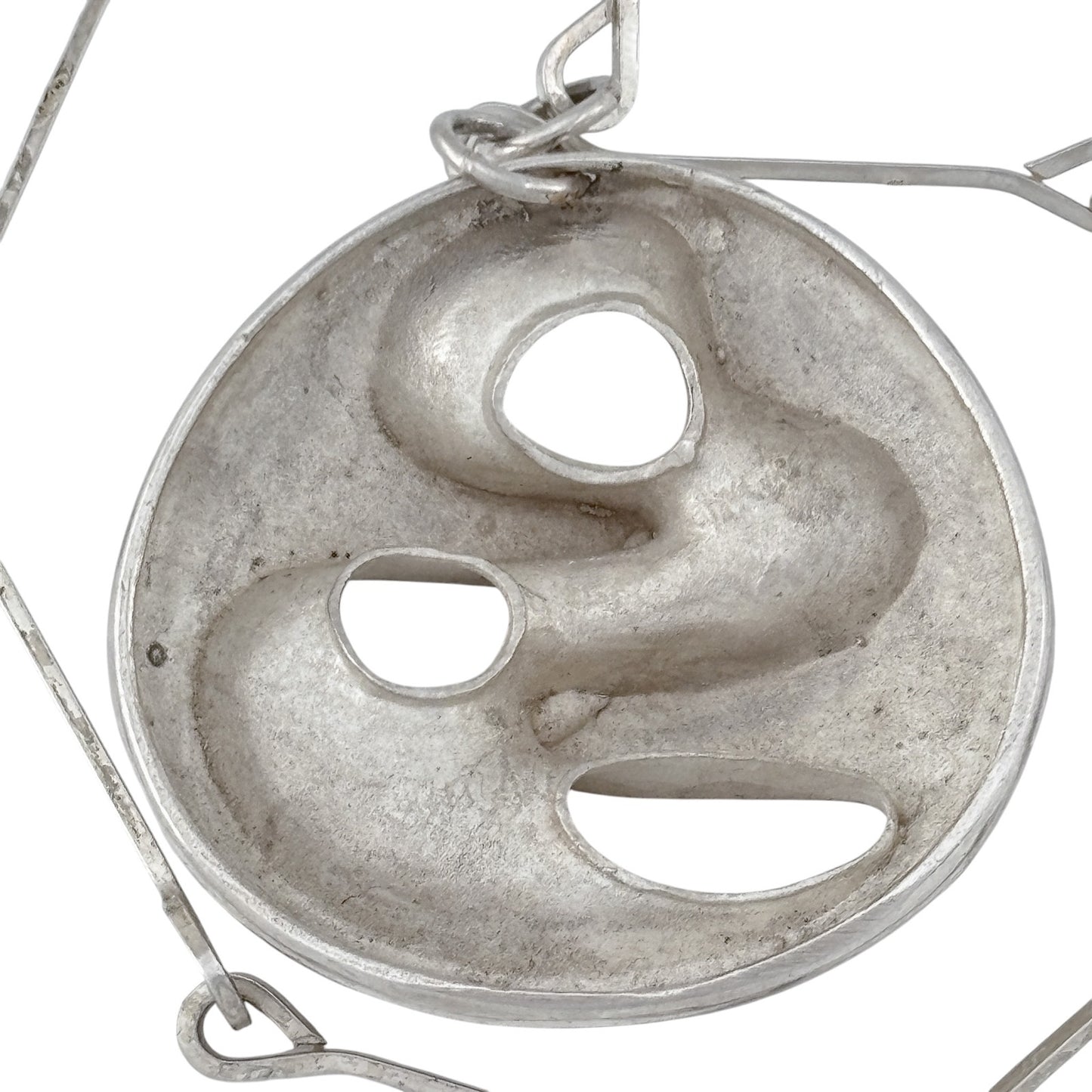 Vintage Sterling Silver 925 Abstract Pendant Necklace 24"