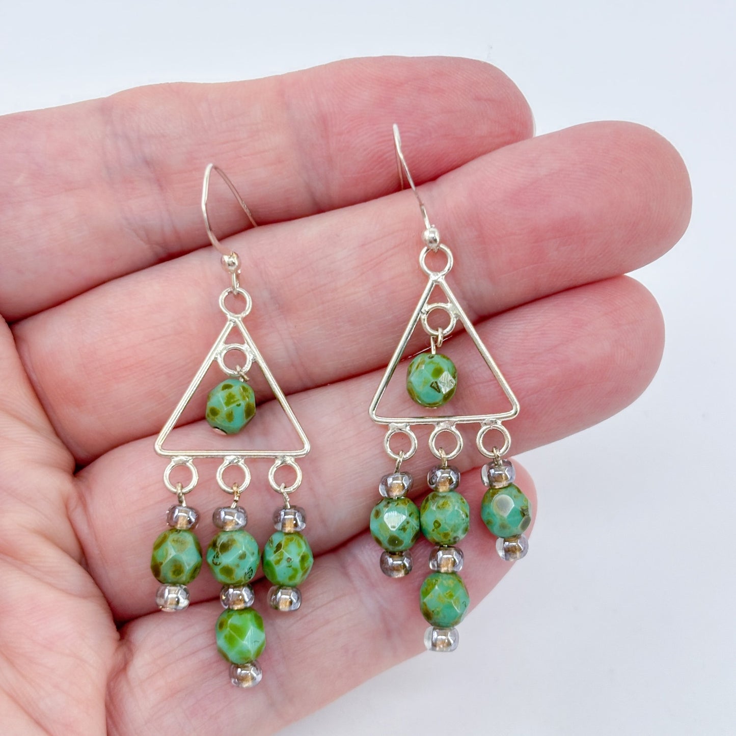 Estate Sterling Silver 925 Turquoise Chandelier Dangle Earrings