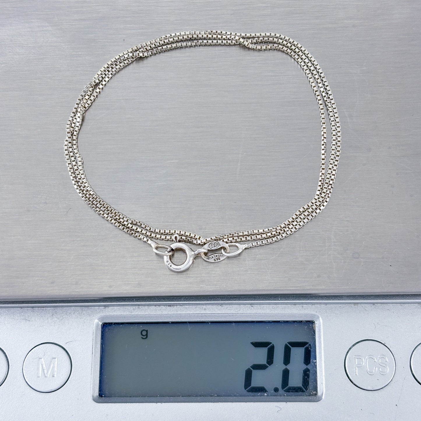 Vintage Italy Sterling Silver 925 Box Link Chain Necklace 18"