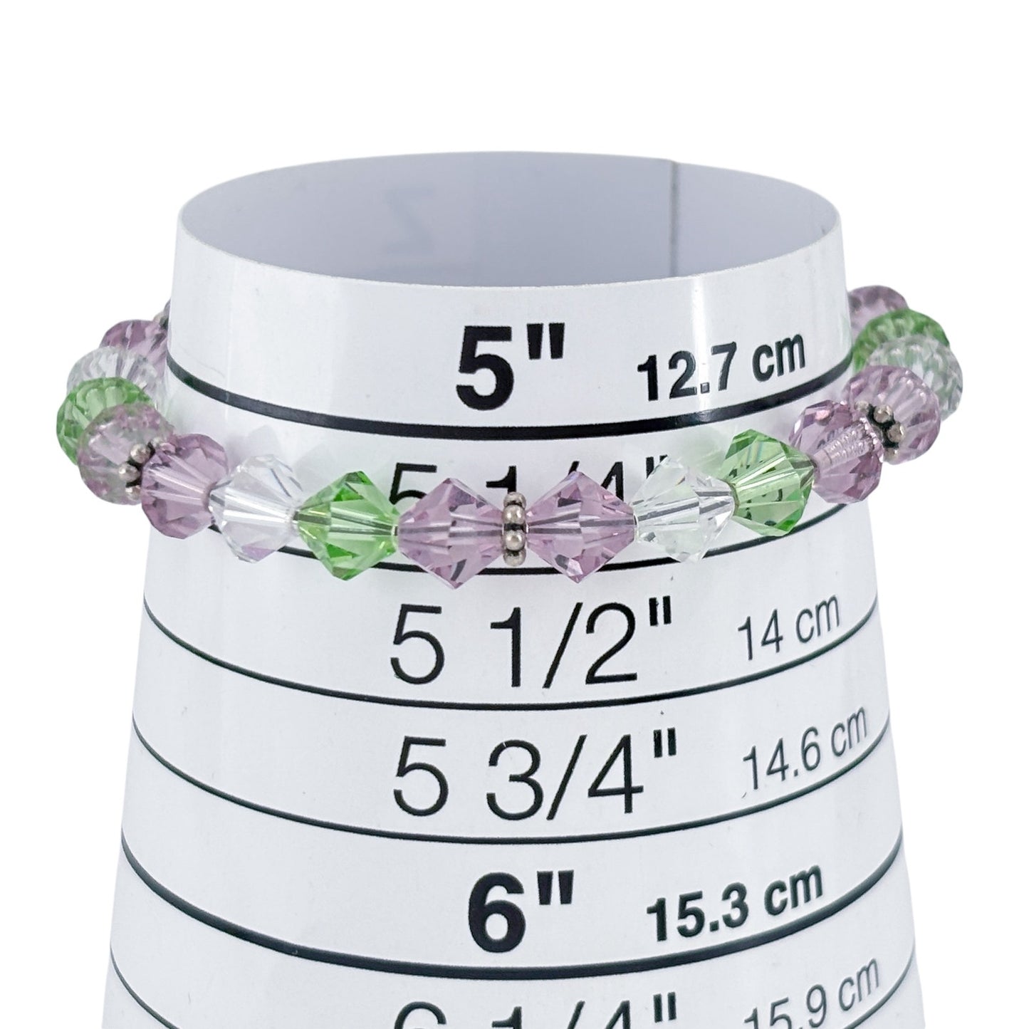 Vintage Sterling Silver 925 Purple Green Crystal Bracelet 5.75"