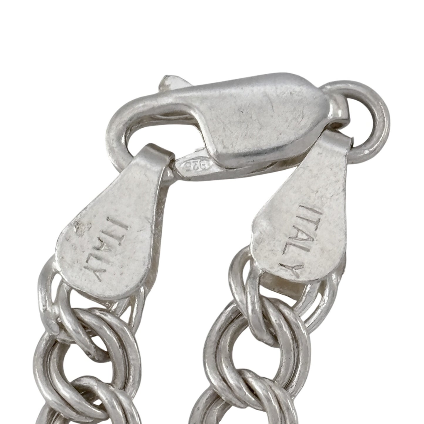 Vintage Sterling Silver 925 Italian Curb Chain Charm Bracelet 7"