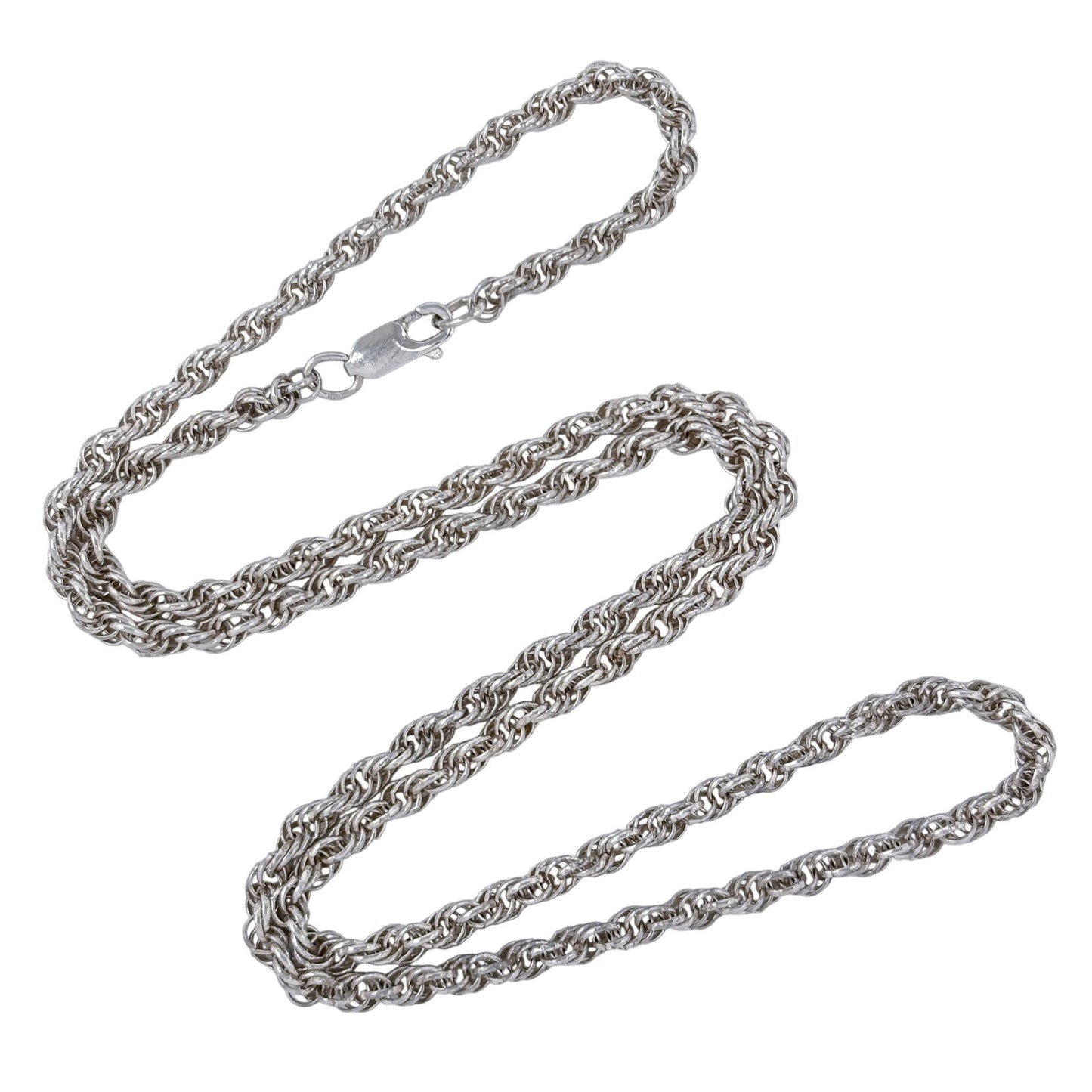 Vintage Sterling Silver 925 Rope Link Chain Necklace 24"