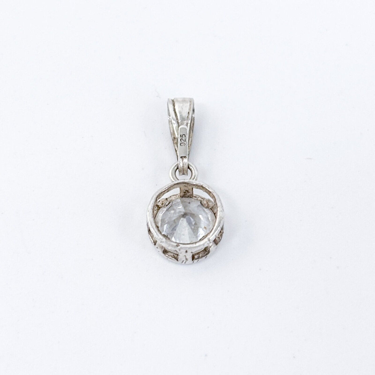 Vintage Sterling Silver 925 Cubic Zirconia Bezel Pendant