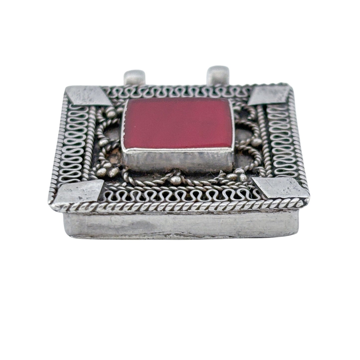 Vintage Kuchi Sterling Silver 925 Carnelian Pendant