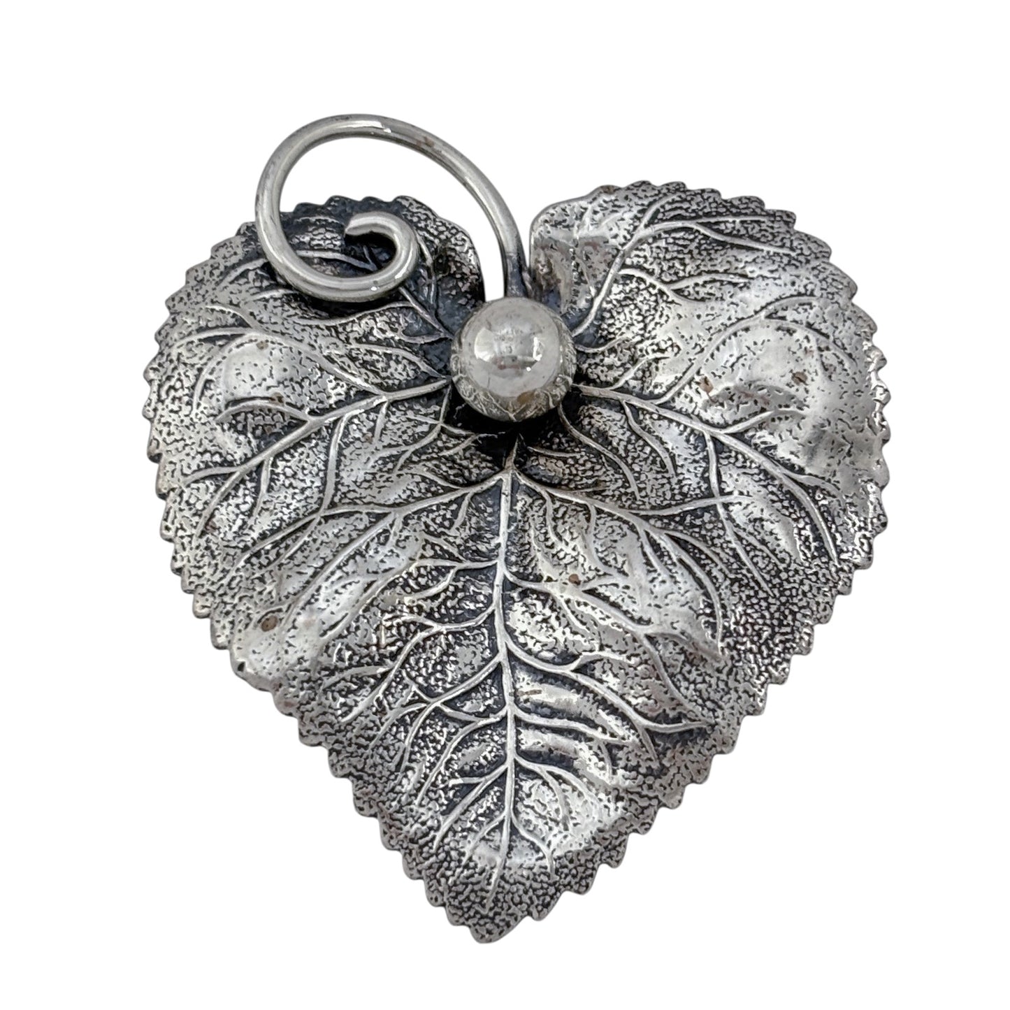 Vintage Sterling Silver 925 Heart Leaf Pendant
