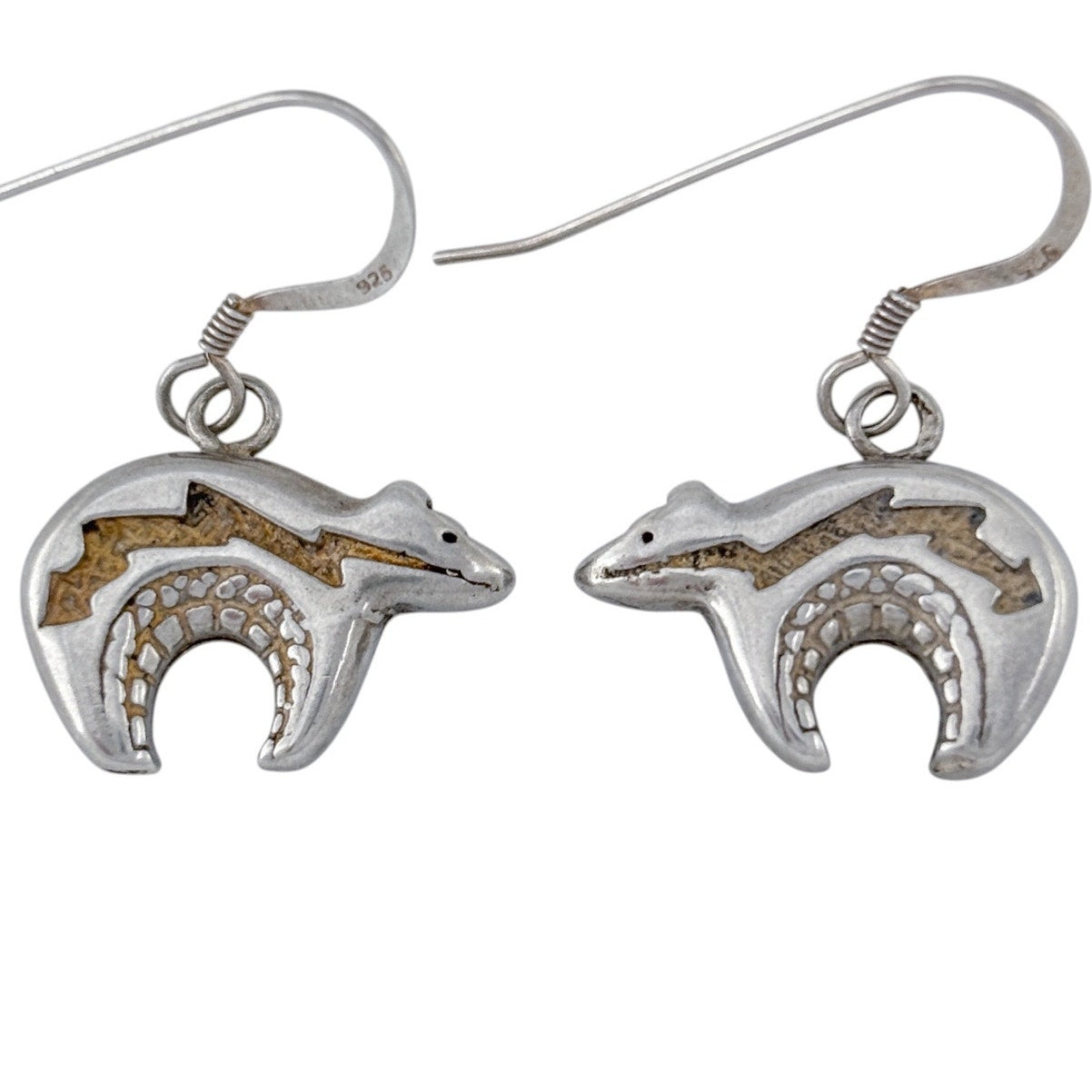 Vintage Sterling Silver 925 Bear Fetish Dangle Earrings