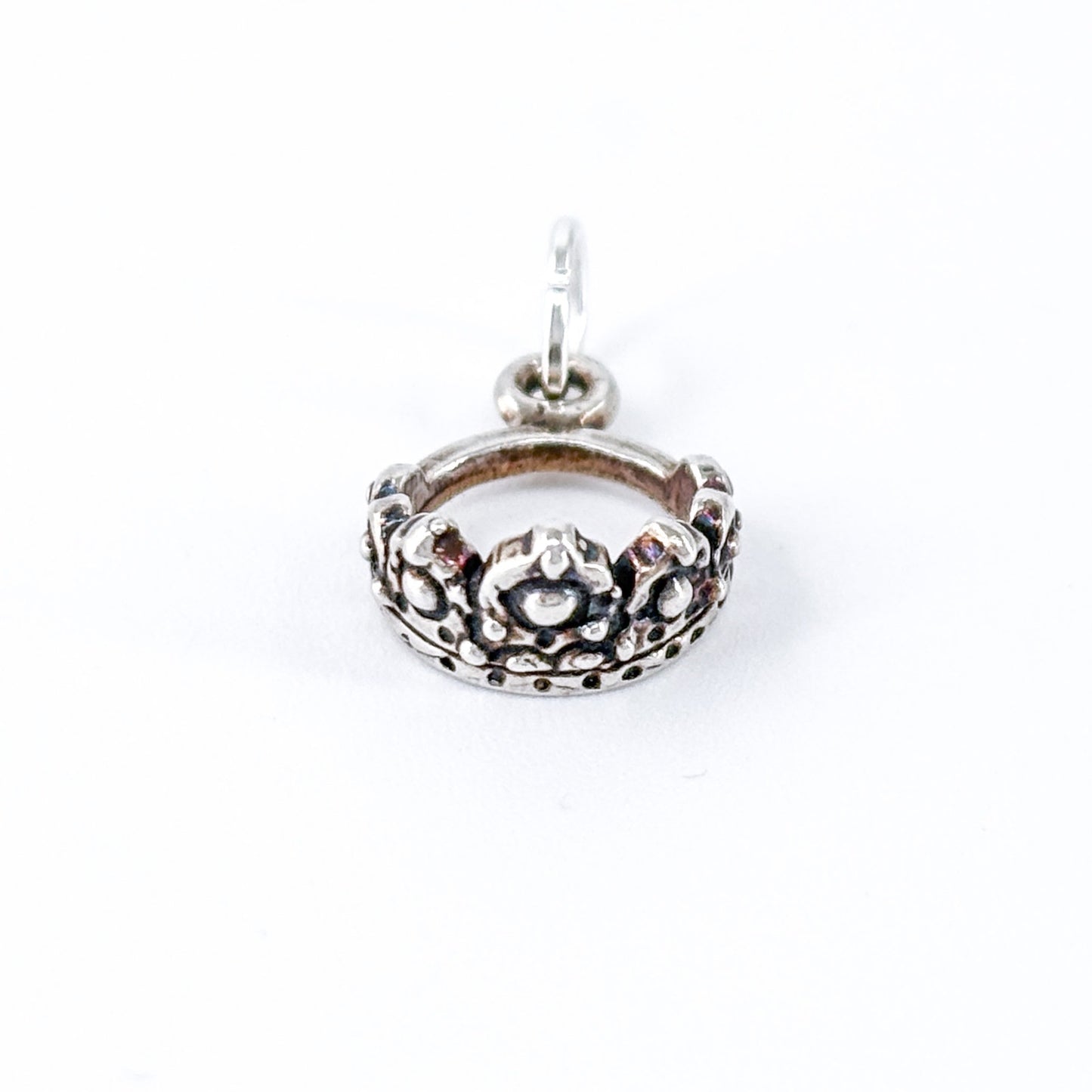 Vintage Sterling Silver 925 Ornate Crown Charm Pendant