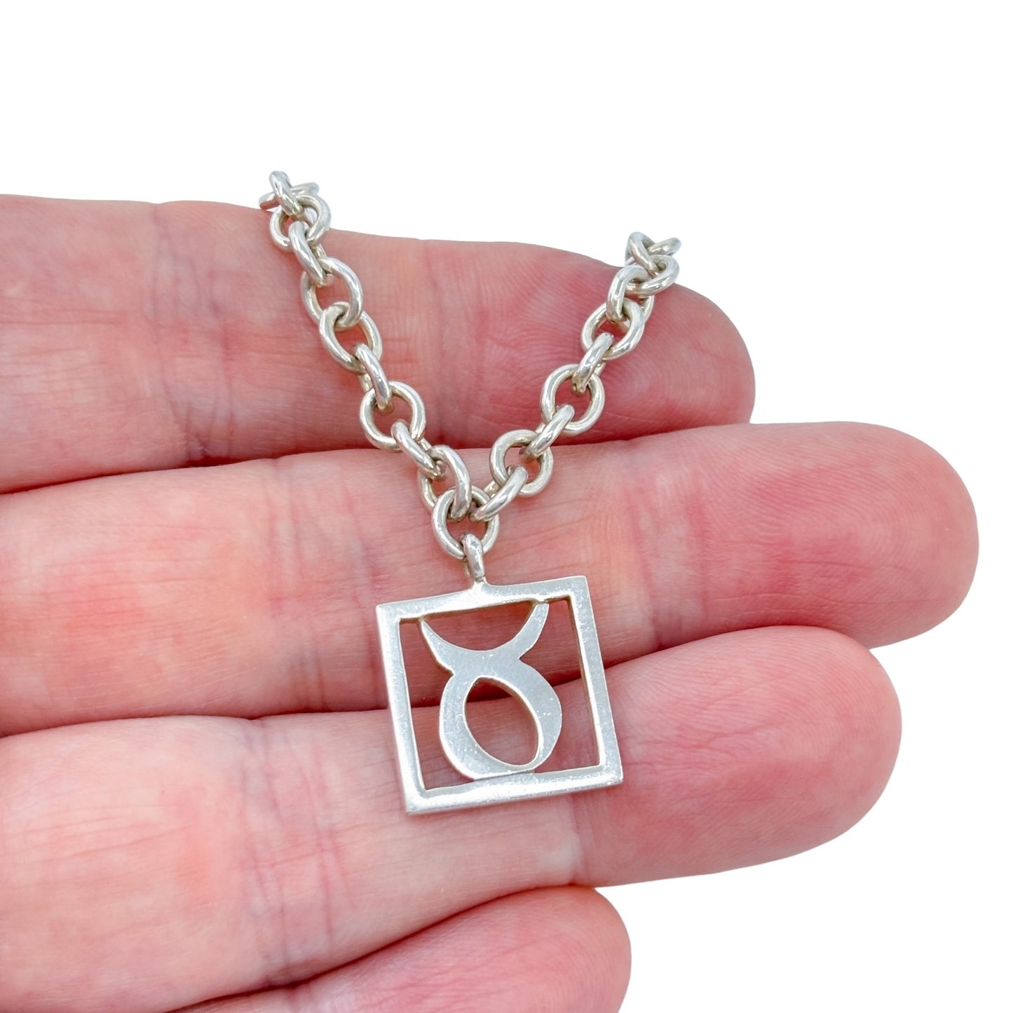 Estate Sterling Silver 925 Taurus Zodiac Charm Bracelet 8"