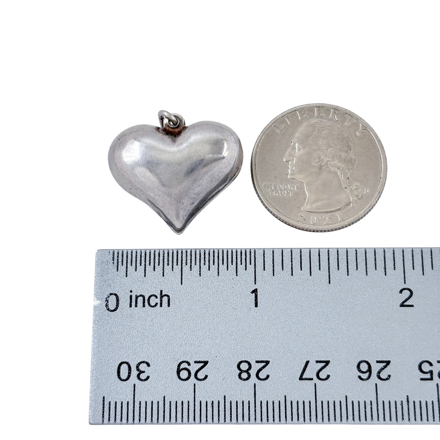 Vintage Sterling Silver 925 Puffy Heart Pendant