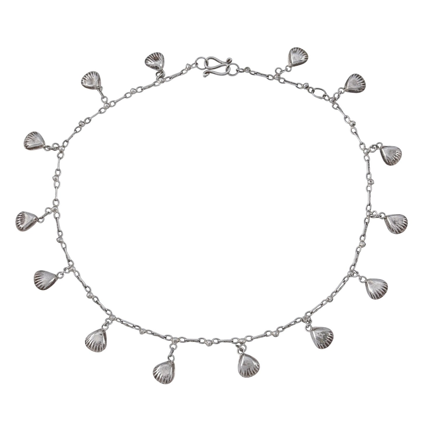 Vintage Sterling Silver 925 Shell Charm Anklet 9.5"