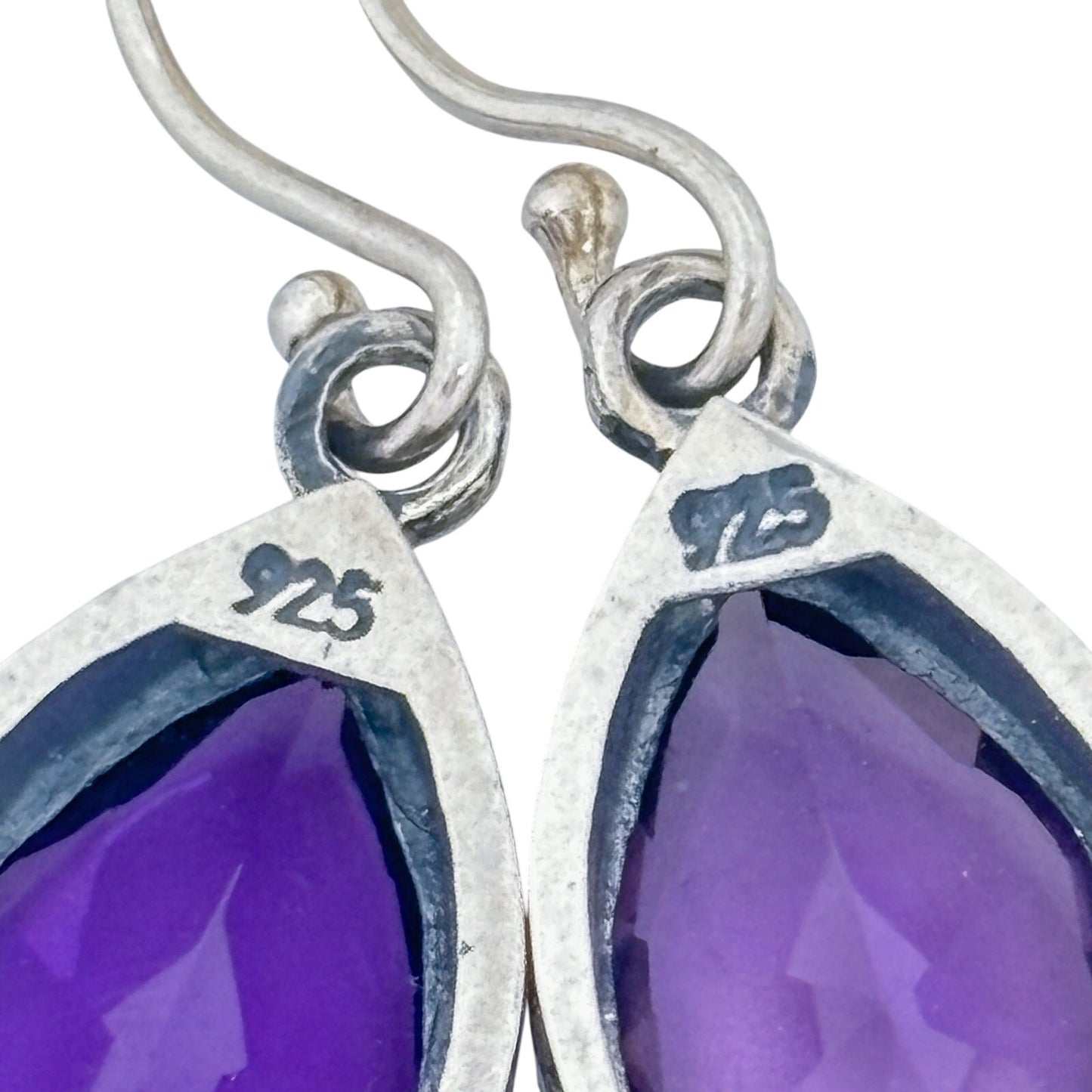 Vintage Sterling Silver 925 Amethyst Dangle Earrings