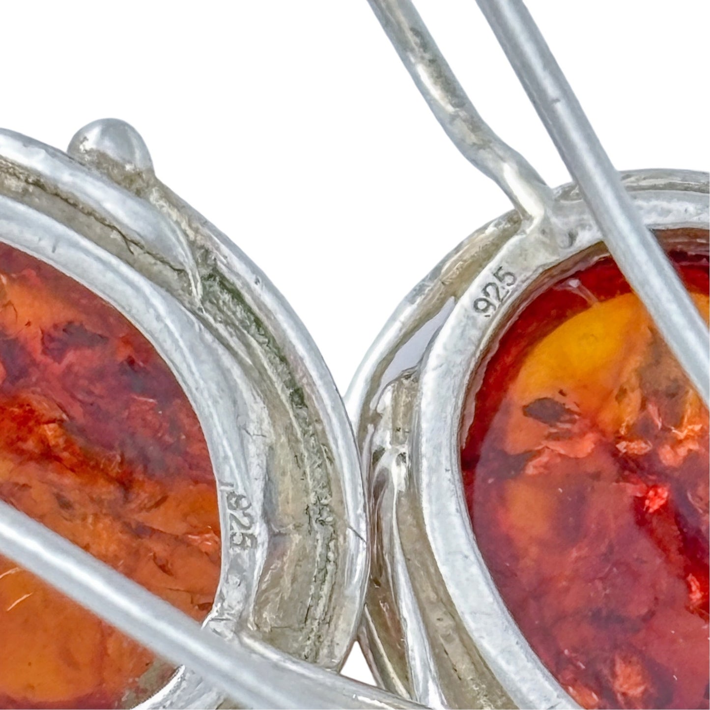 Vintage Sterling Silver 925 Amber Drop Earrings