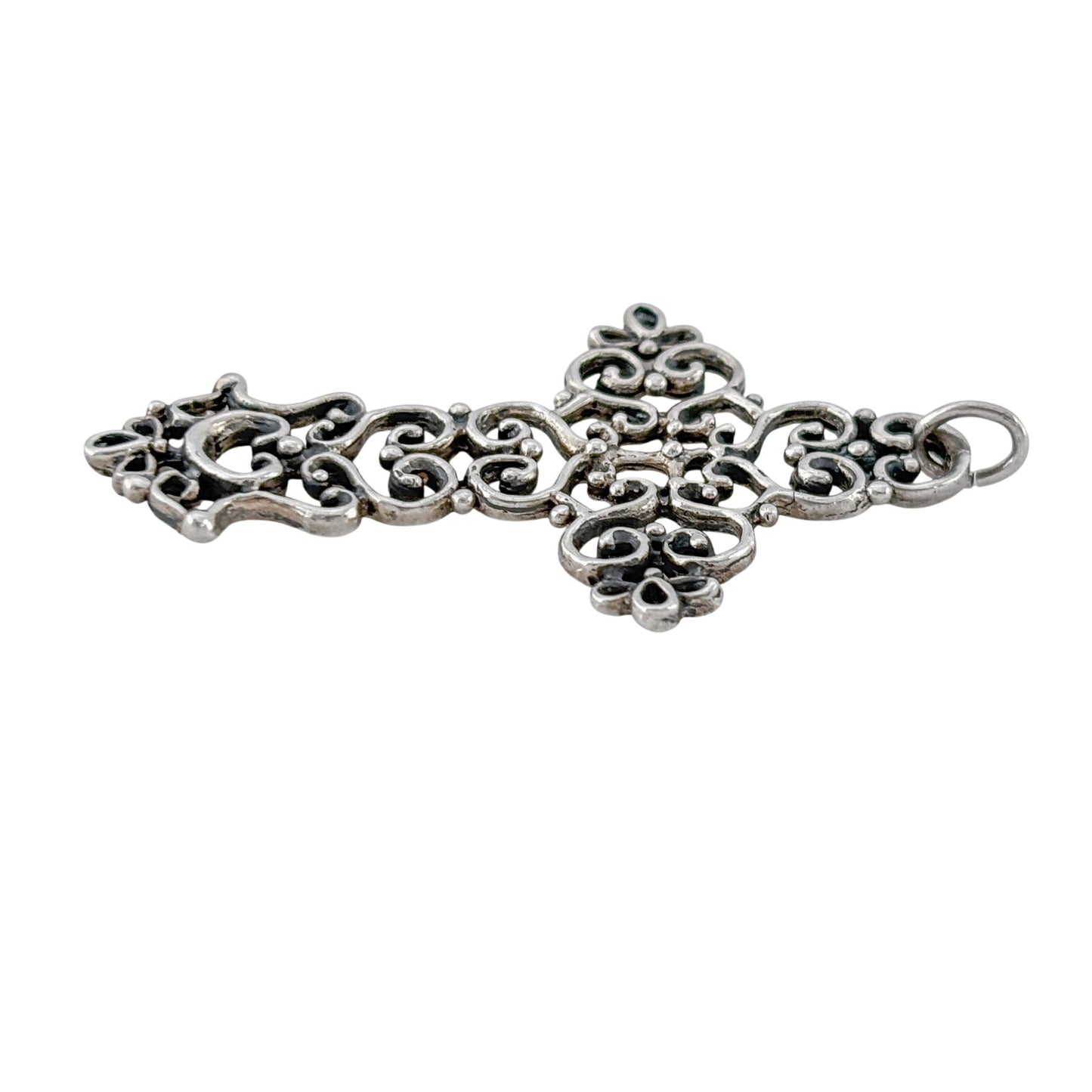Vintage Sterling Silver 925 Ornate Filigree Cross Pendant