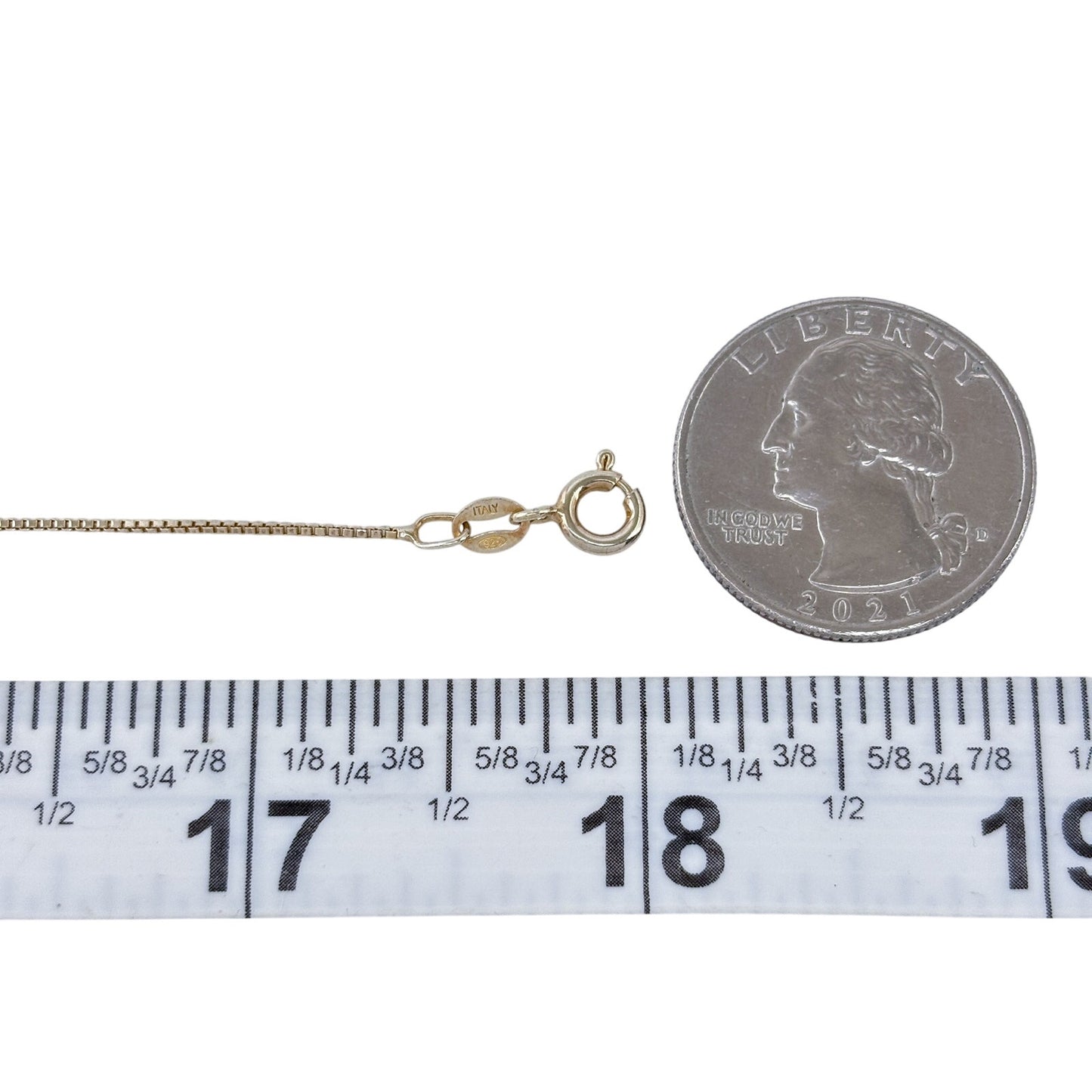 Vintage Italian Gold-Tone Sterling Silver 925 Box Link Chain Necklace 18"