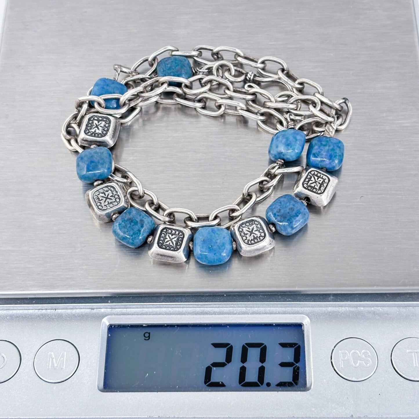 Vintage Silver-Tone Sodalite Beaded Necklace 18.5"