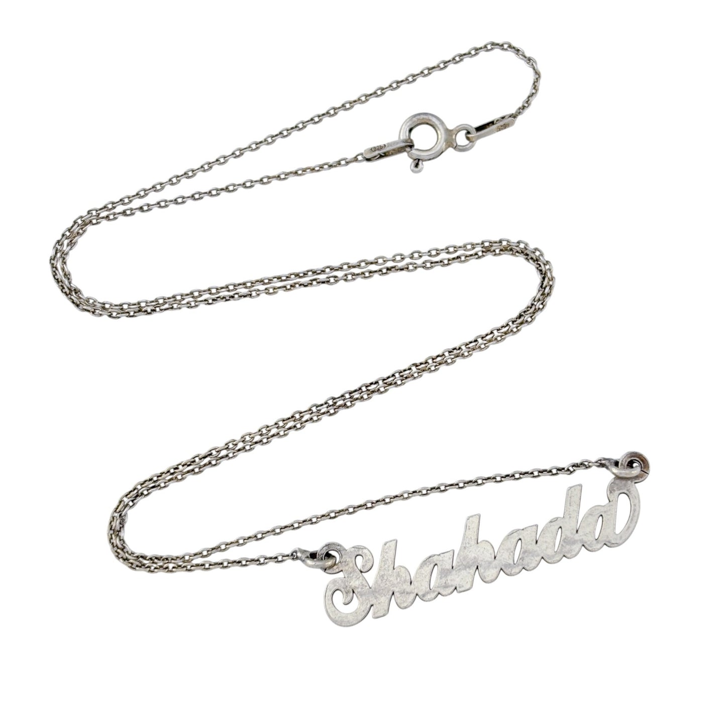 Vintage Sterling Silver 925 Shahada Name Necklace 17.5"
