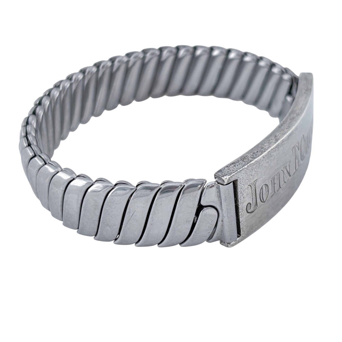 Vintage Silver-Plated Flex-Let 6.5 inch ID Bracelet “John E Quinn”