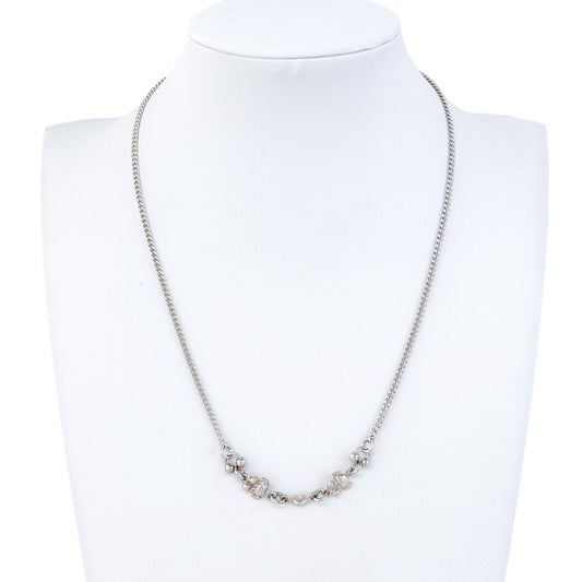 Vintage Sterling Silver 925 Beaded Crabs And Heart Accent Chain Necklace 16"