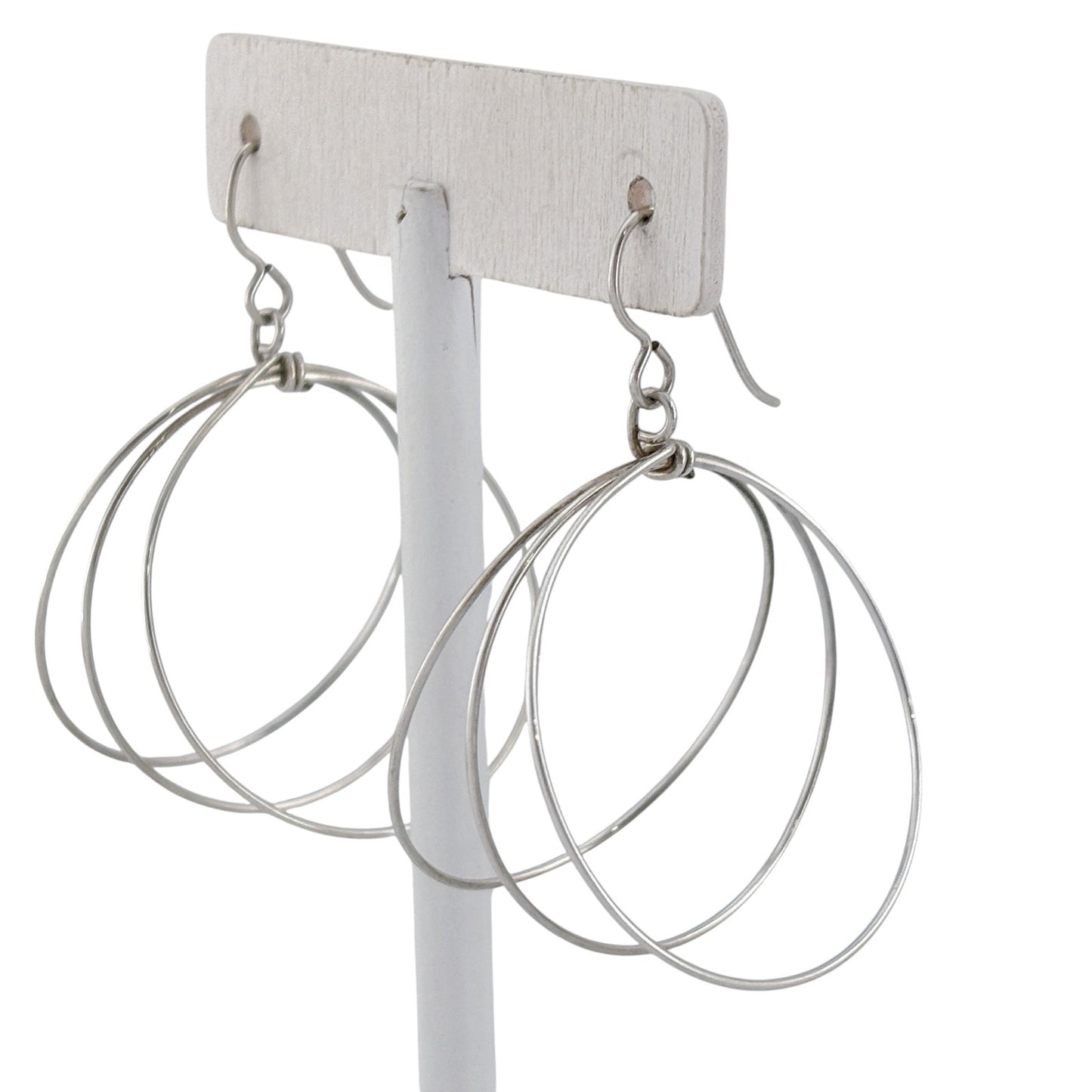 Vintage Sterling Silver 925 Multi Hoop Dangle Earrings