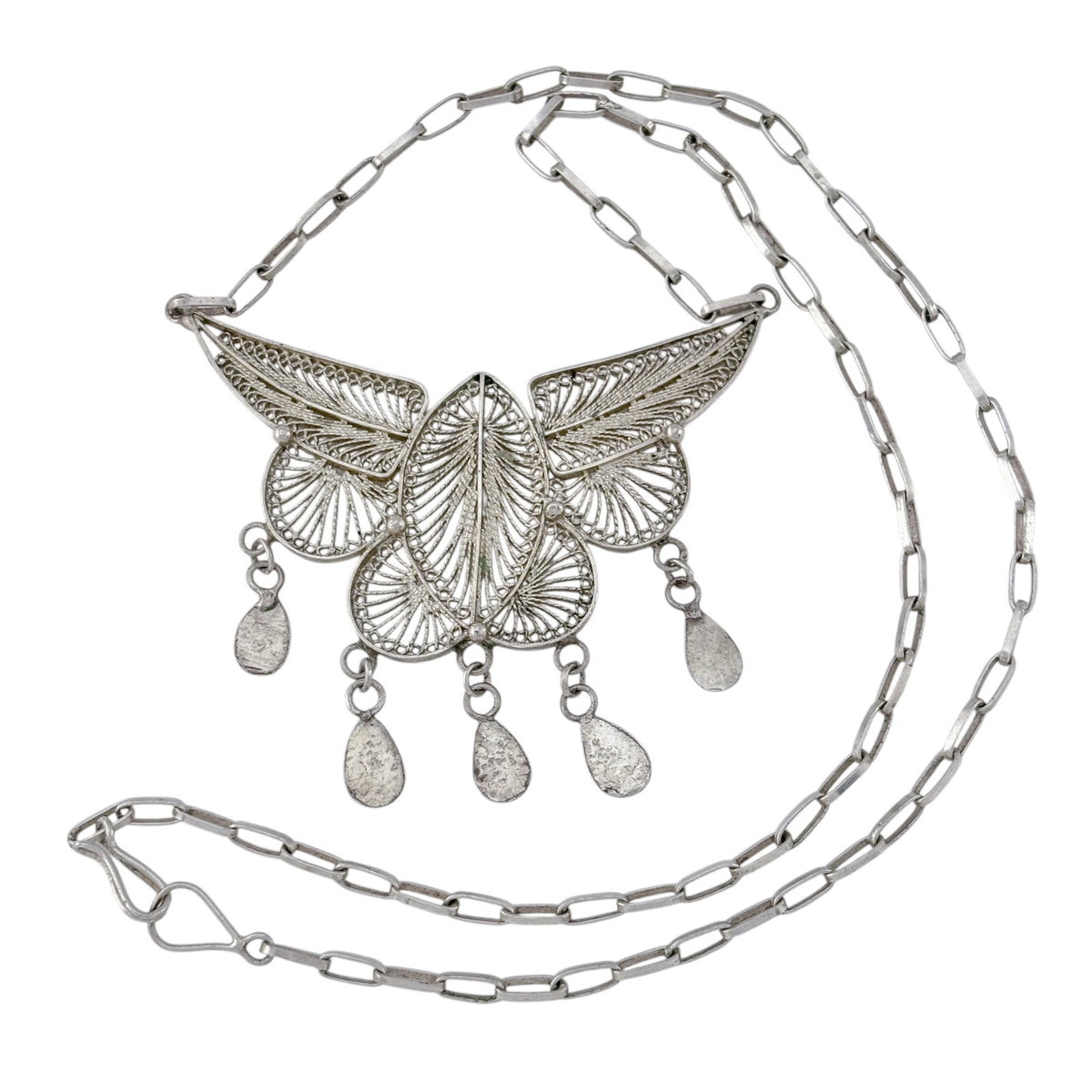 Vintage Sterling Silver 925 Filigree Butterfly Necklace 19"