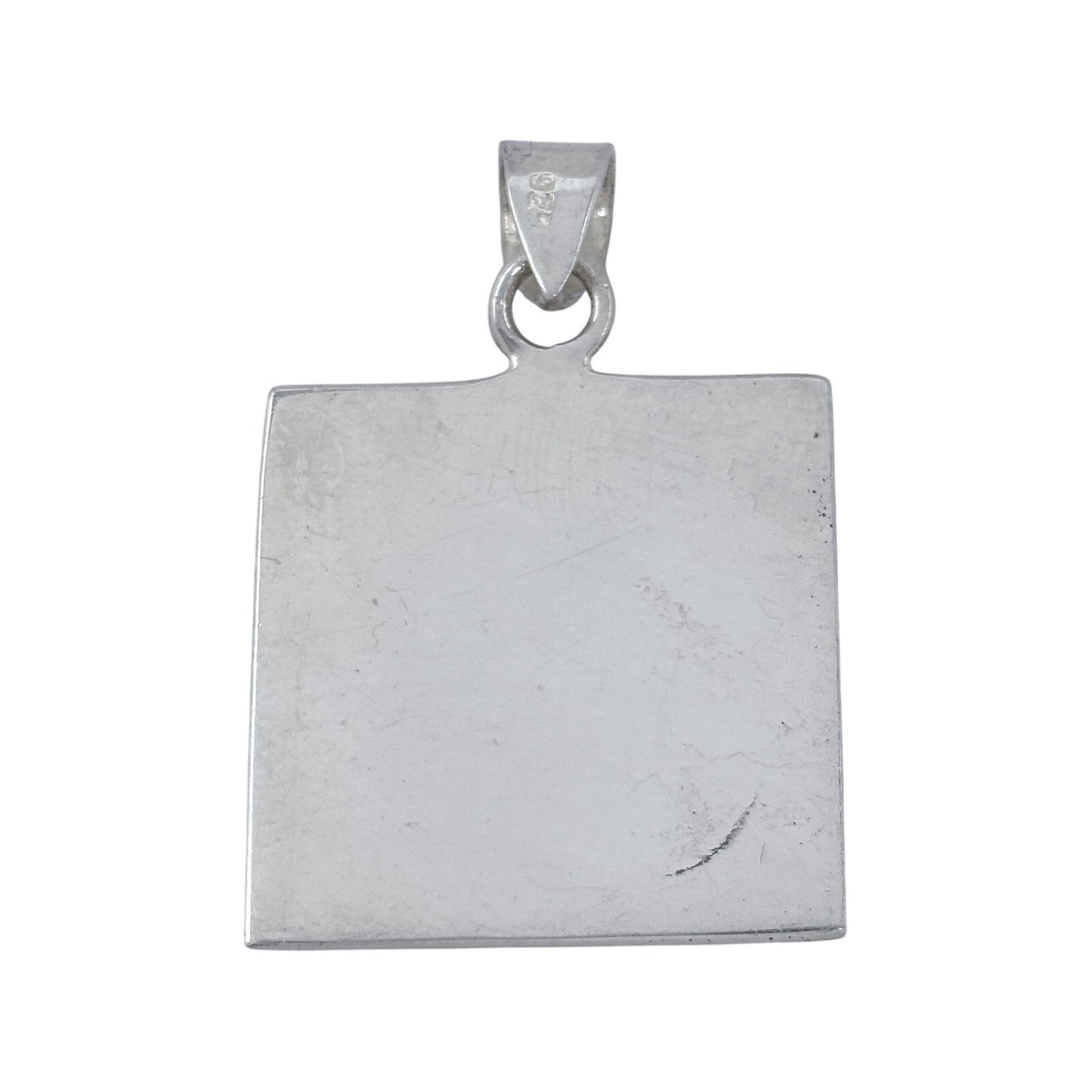 Vintage Sterling Silver 925 Mother of Pearl Square Pendant