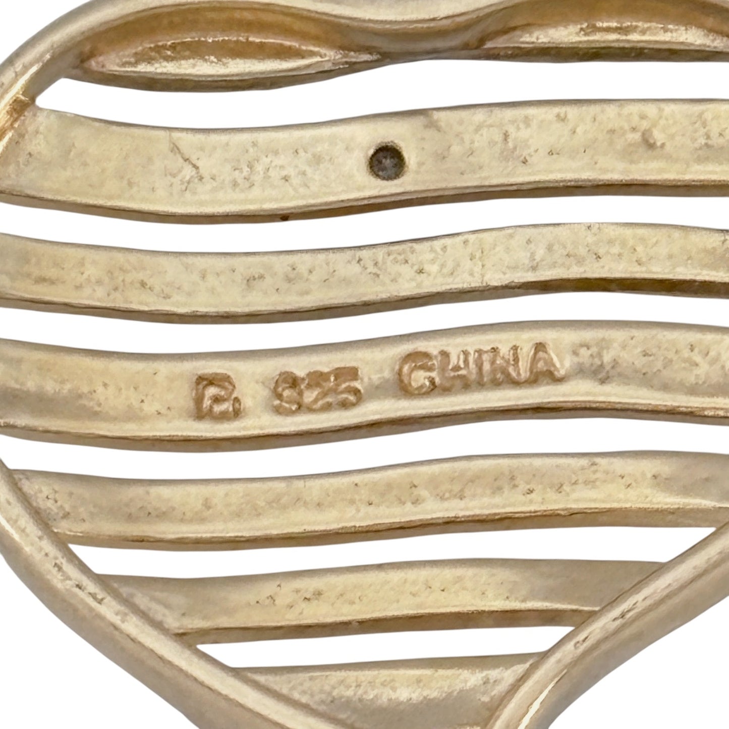 Vintage Gold-Tone Sterling Silver 925 Diamond Heart Pendant