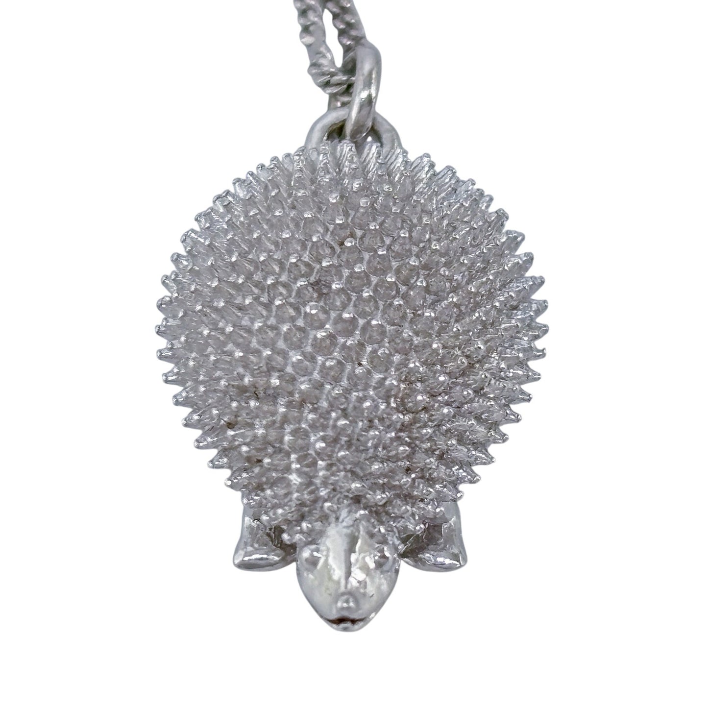 Vintage Sterling Silver 925 Hedgehog Pendant Necklace 15.5"-17.5"