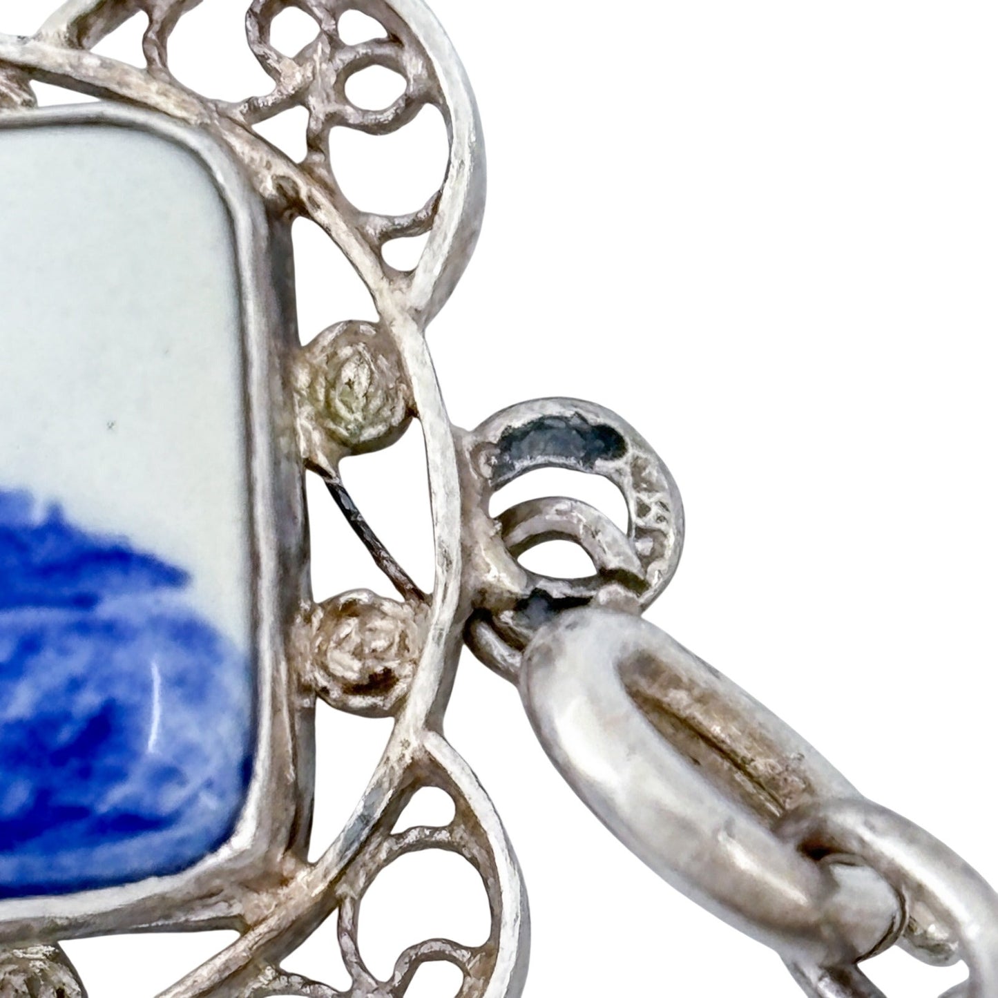 Vintage Delft Holland Sterling Silver 925 Porcelain Bracelet 7.5"