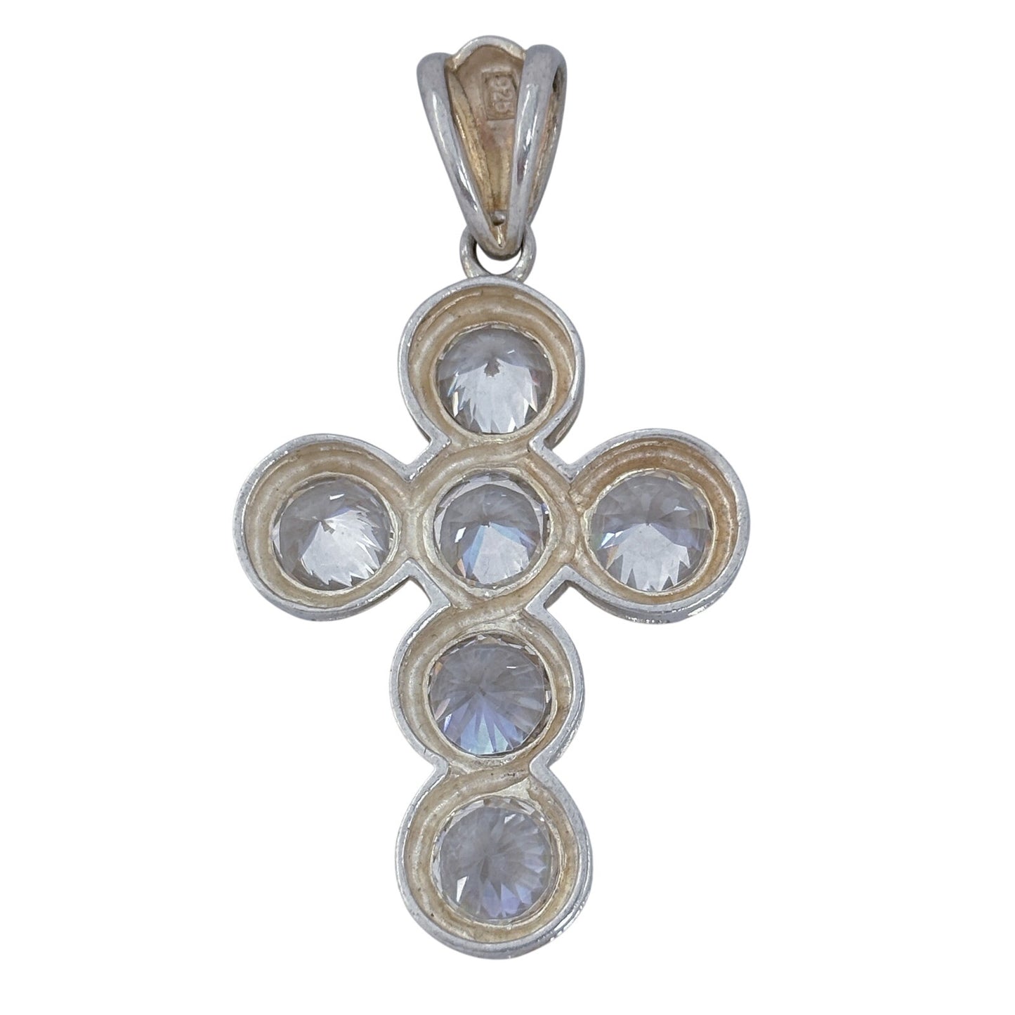 Vintage Sterling Silver 925 Cubic Zirconia Cross Pendant