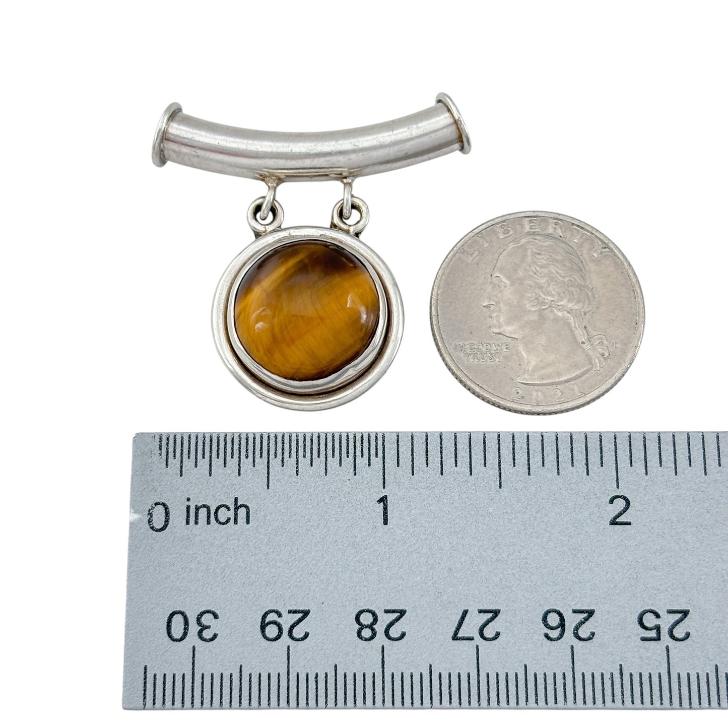 Vintage Sterling Silver 925 Tiger Eye Pendant