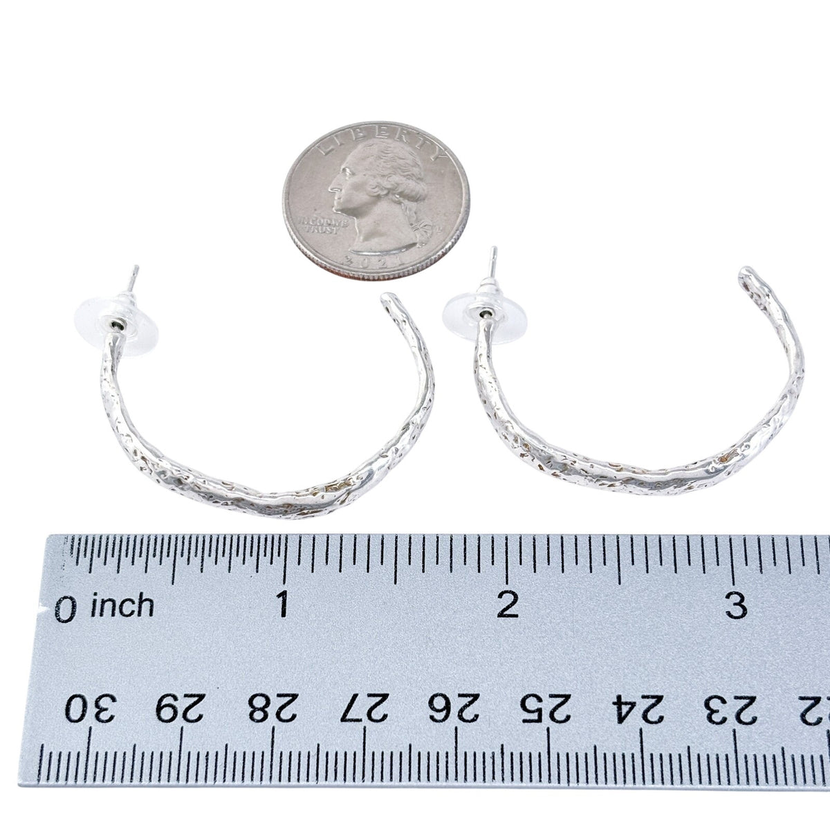 Vintage Sterling Silver 925 Bark Texture Half Hoop Earrings