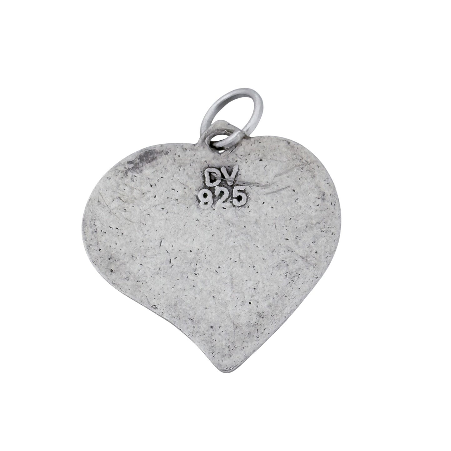 Vintage Sterling Silver 925 Oxidized Heart Spiral Pendant