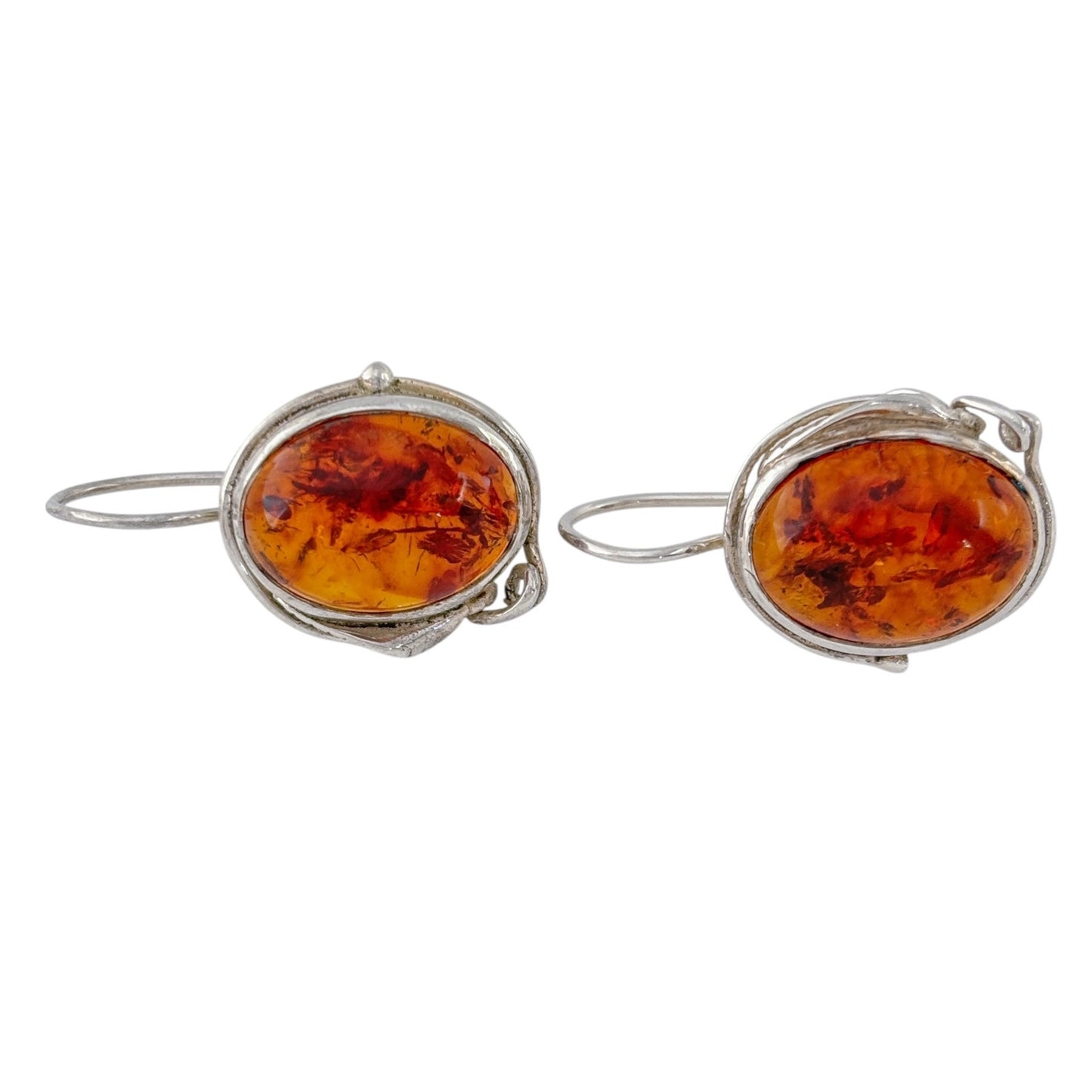 Vintage Sterling Silver 925 Amber Drop Earrings