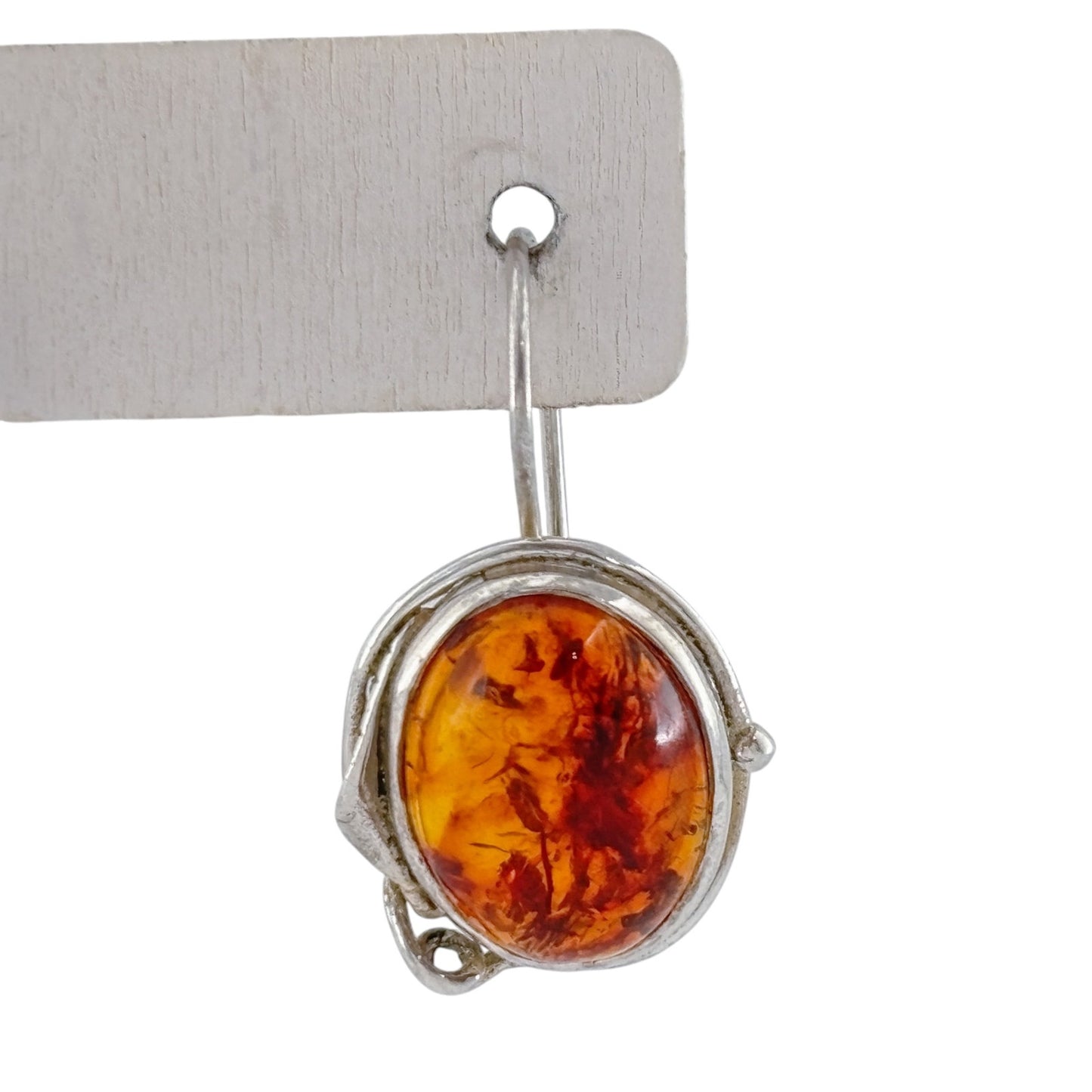 Vintage Sterling Silver 925 Amber Drop Earrings