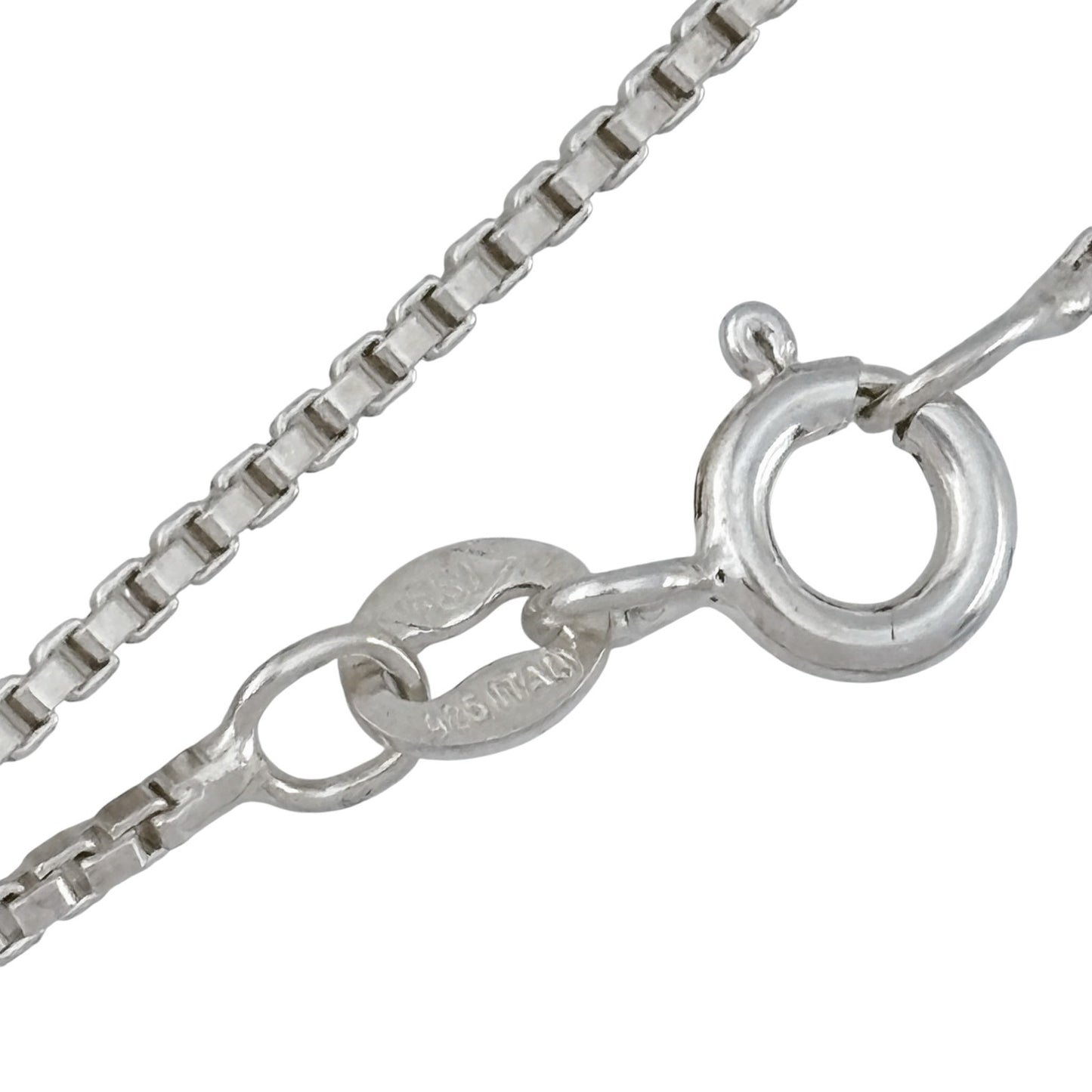 Vintage Italian Sterling Silver 925 Box Chain Necklace 16"