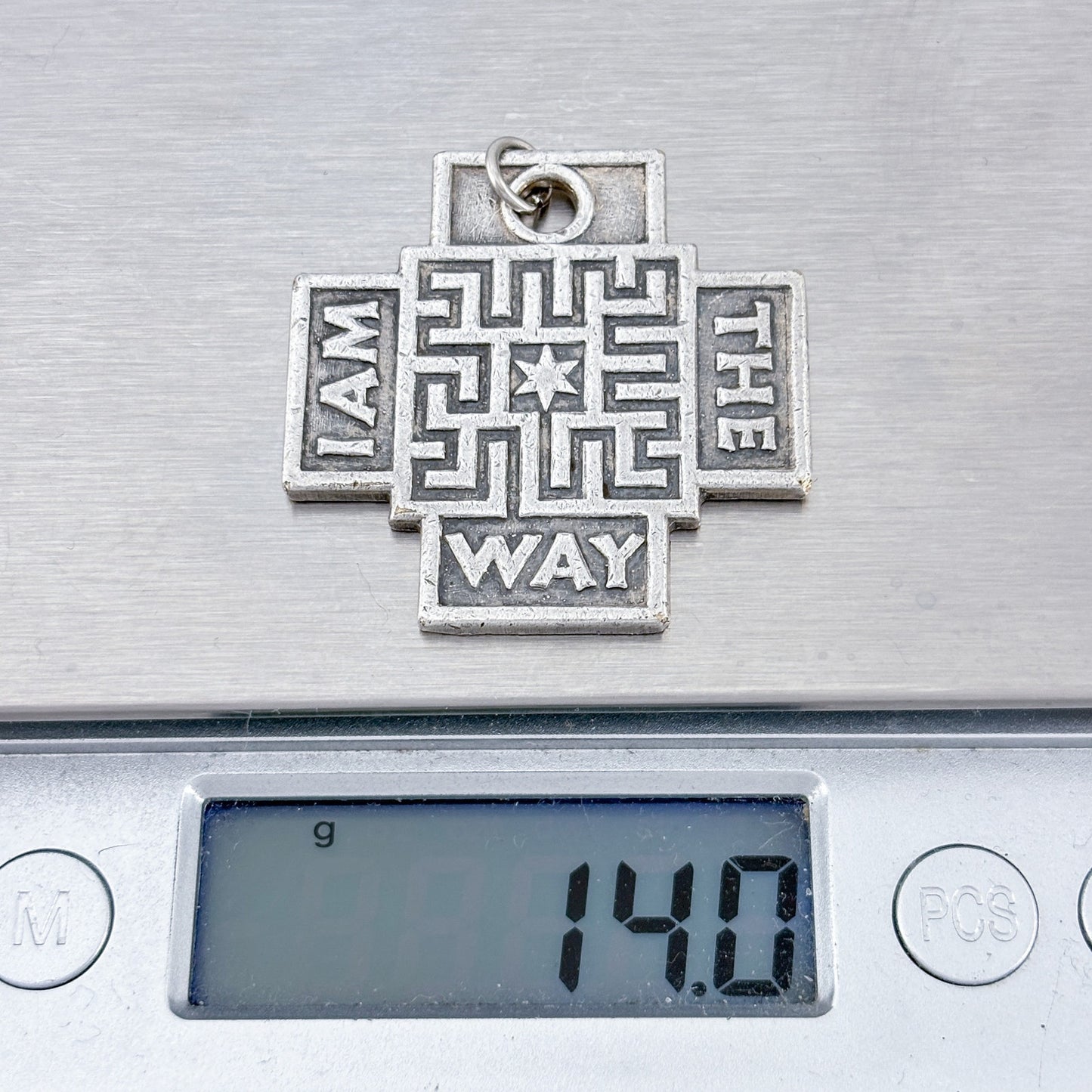 Vintage Sterling Silver 925 I Am The Way Cross Pendant