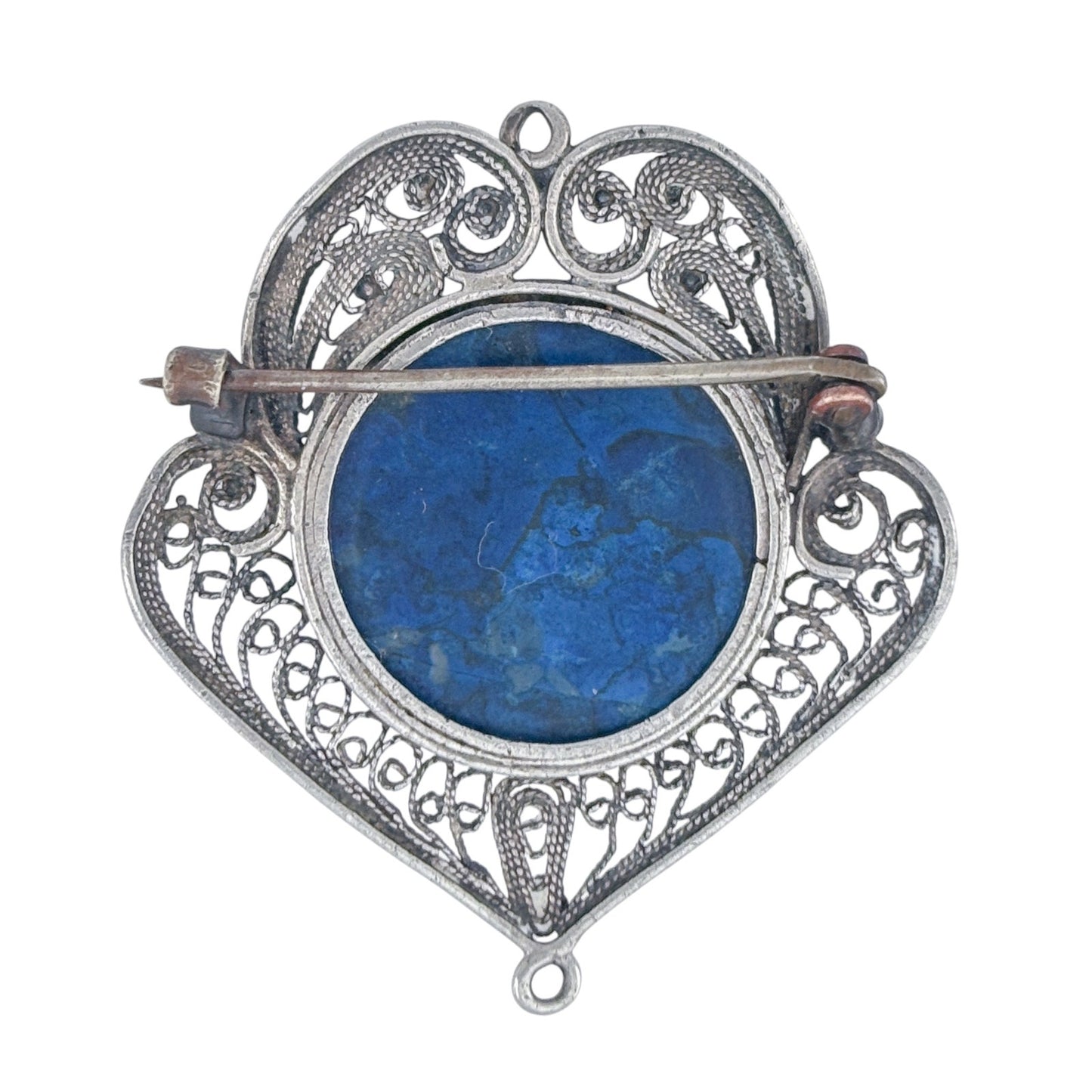 Vintage Sterling Silver 925 Lapis Lazuli Brooch