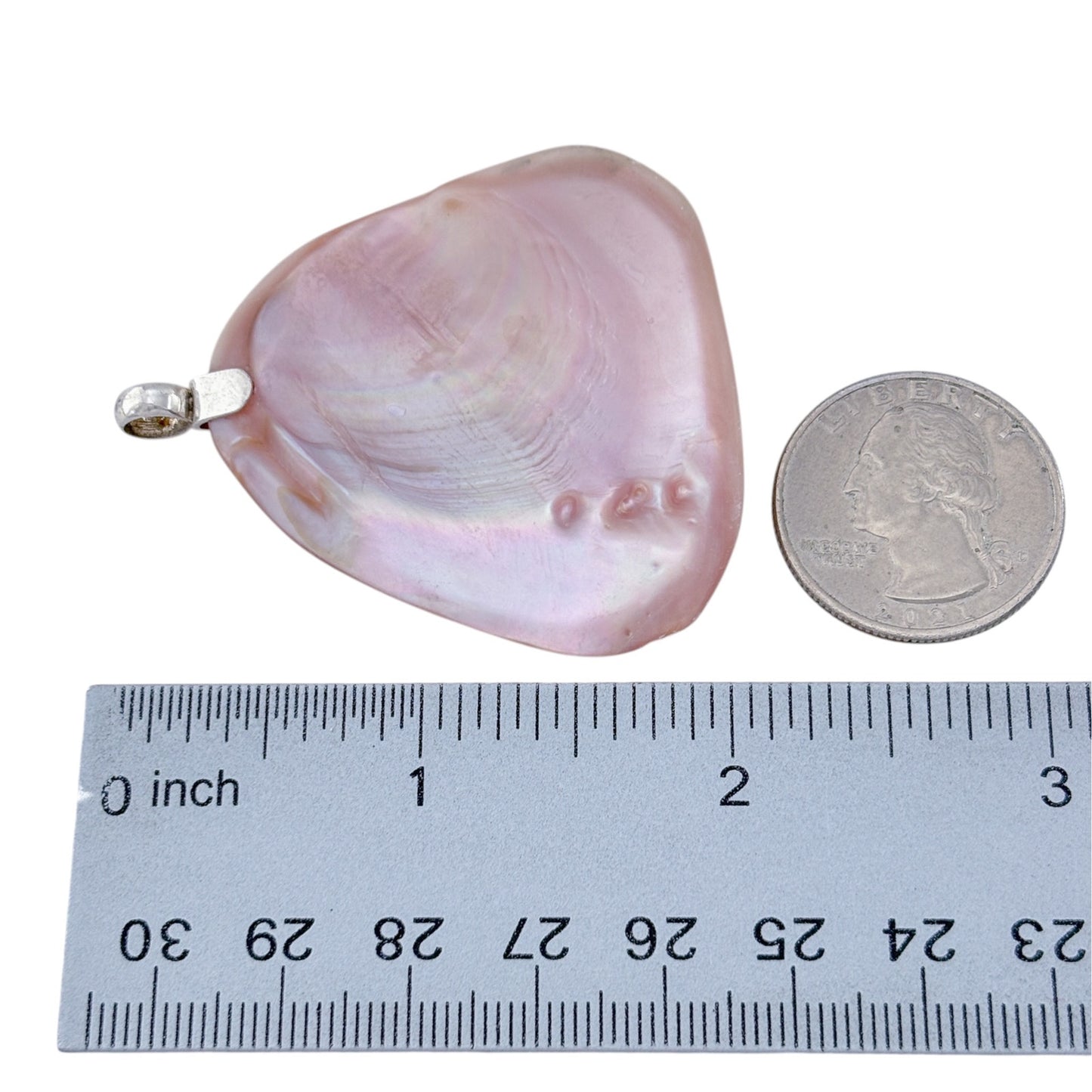 Vintage Sterling Silver 925 Pink Shell Pendant