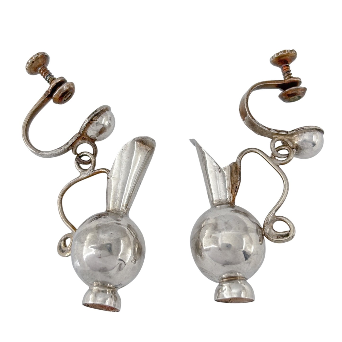 William Spratling Sterling Silver 925 Pitcher Screw-Back Earrings