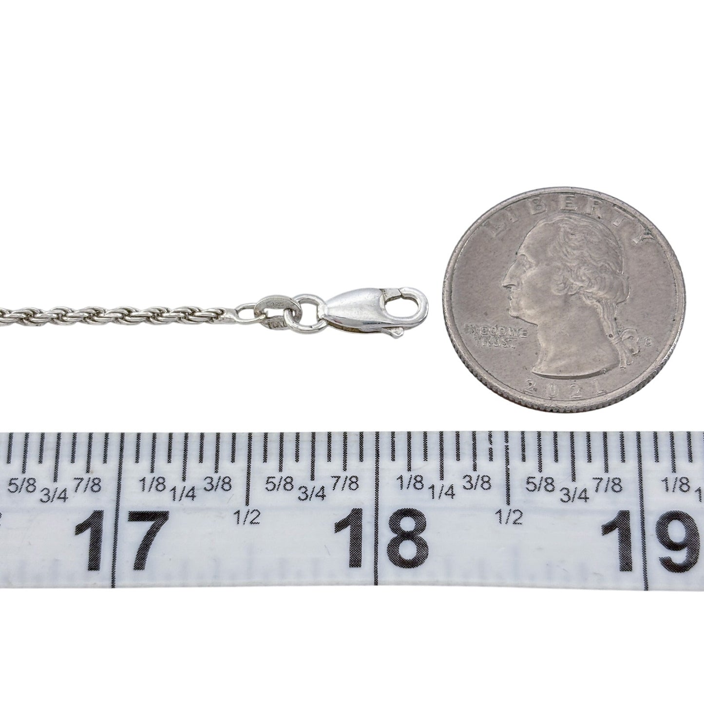 Vintage Italian Sterling Silver 925 Rope Link Chain Necklace 18"