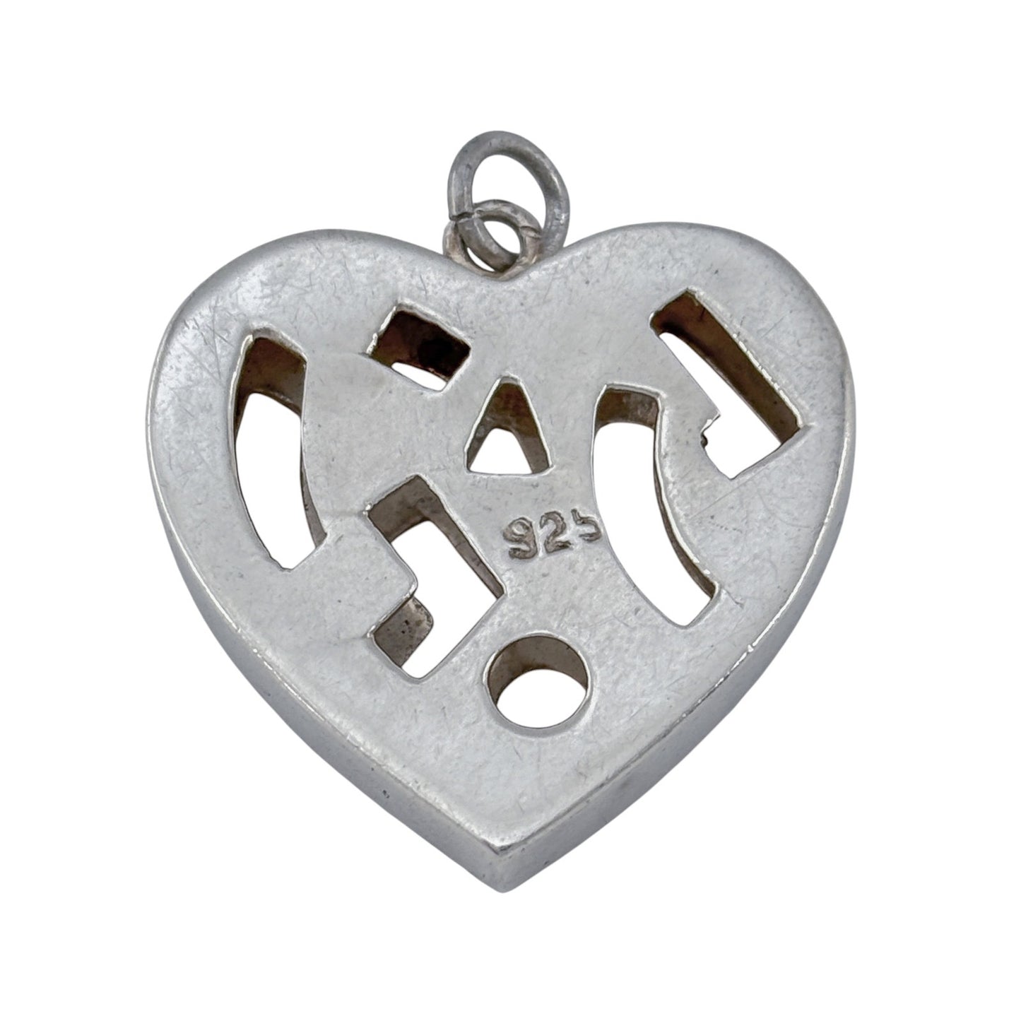 Vintage Sterling Silver 925 Cutout Heart Pendant