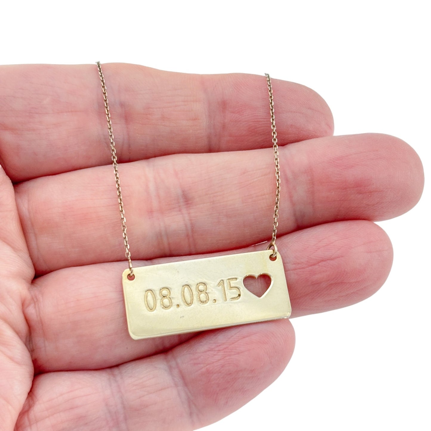 Vintage Sterling Silver 925 Date Bar Necklace 08.08.15 17"