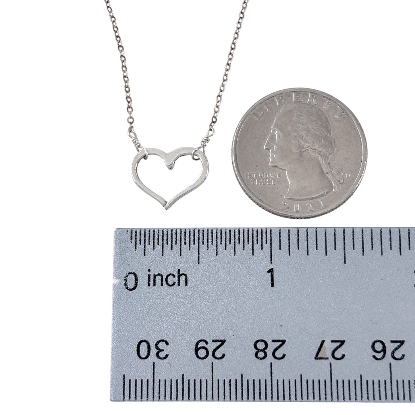 Vintage Sterling Silver 925 Open Heart Necklace 17"-19"