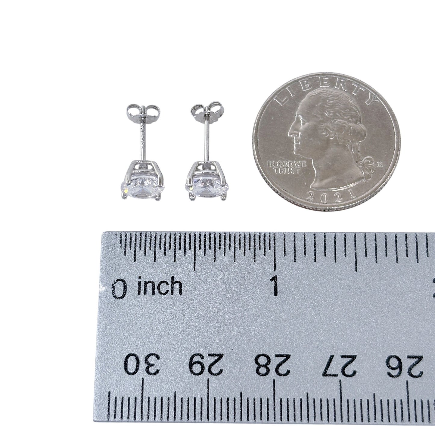 Vintage Sterling Silver 925 Cubic Zirconia Stud Earrings