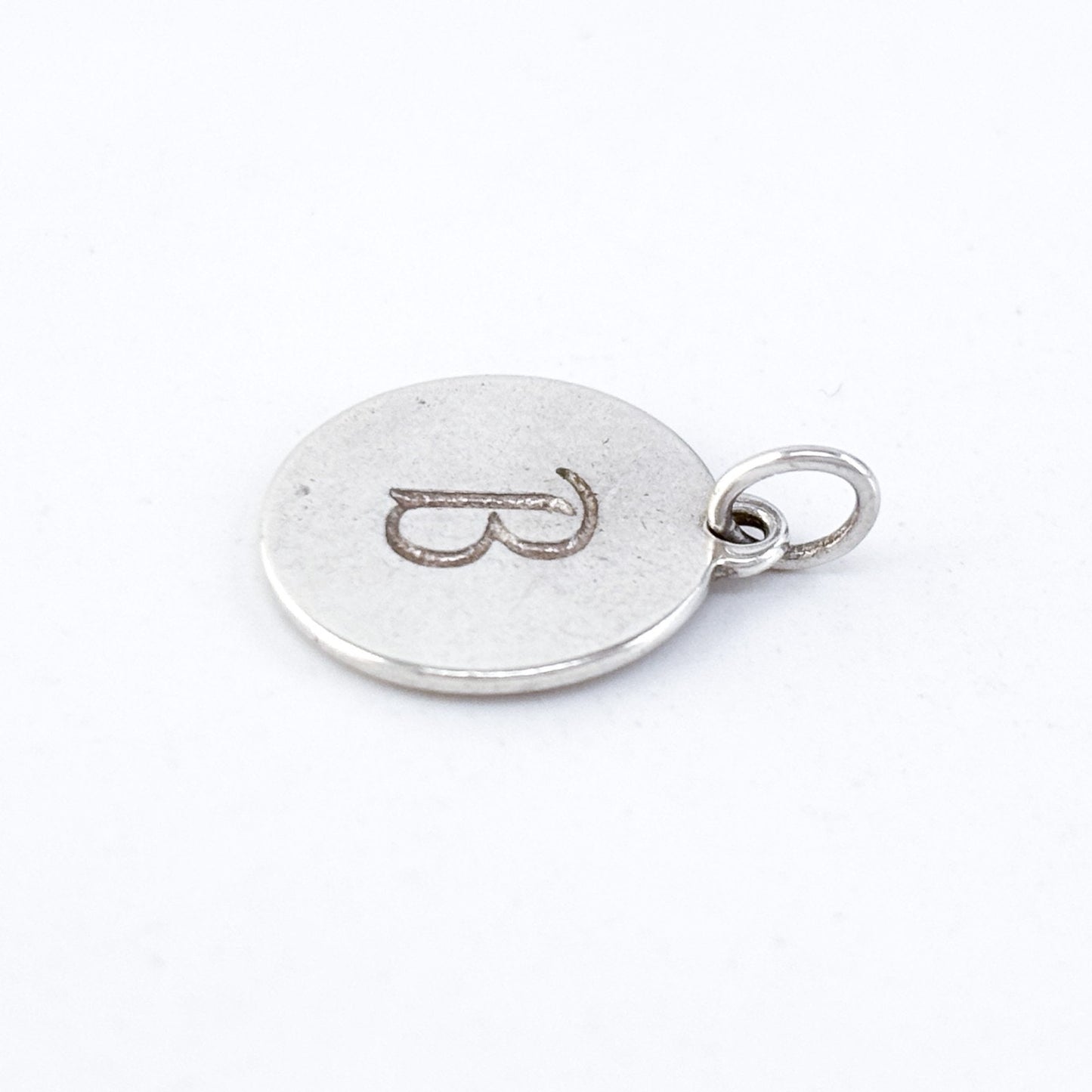 Vintage Sterling Silver 925 Round Initial “B” Charm Pendant