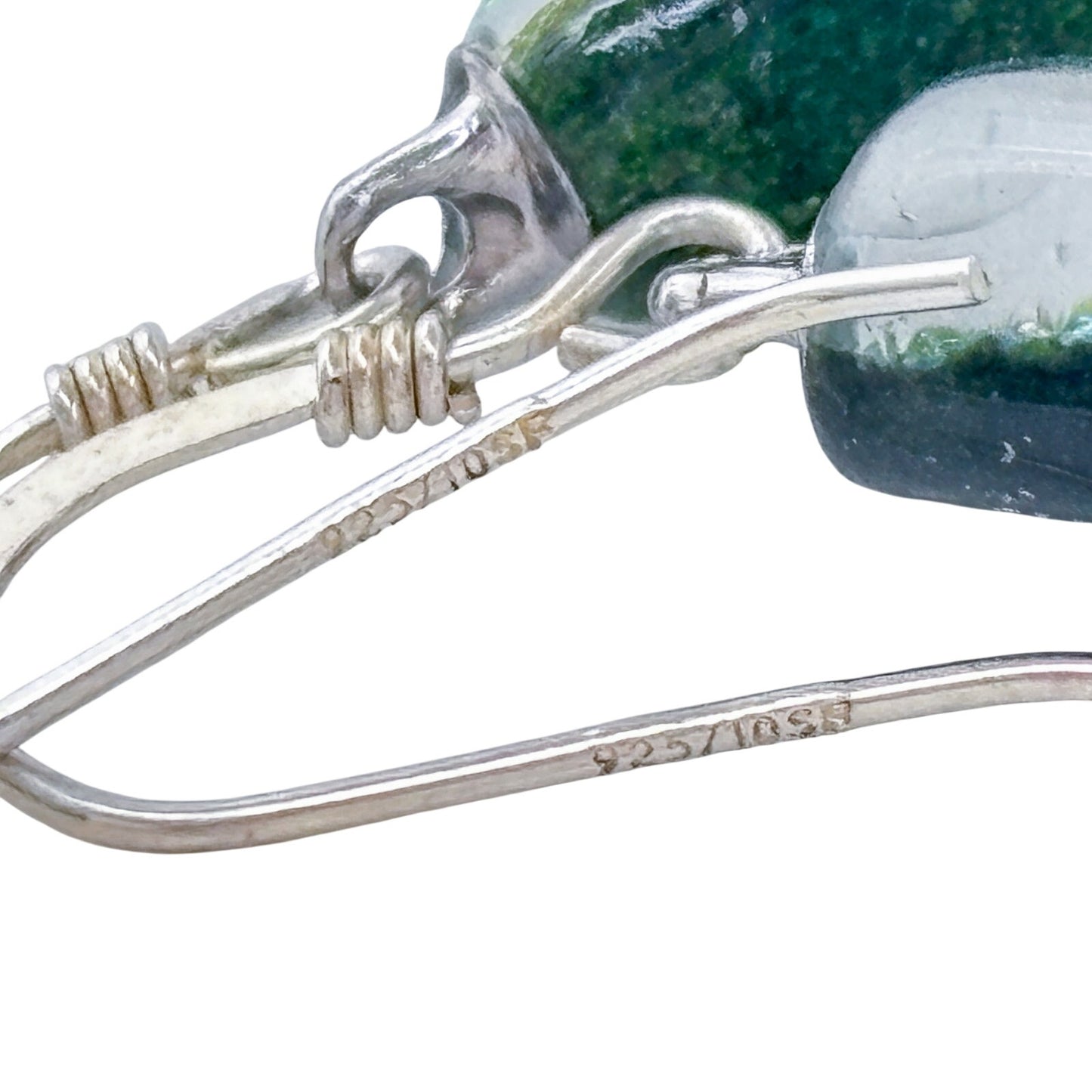 Vintage Sterling Silver 925 Dichroic Glass Dangle Earrings